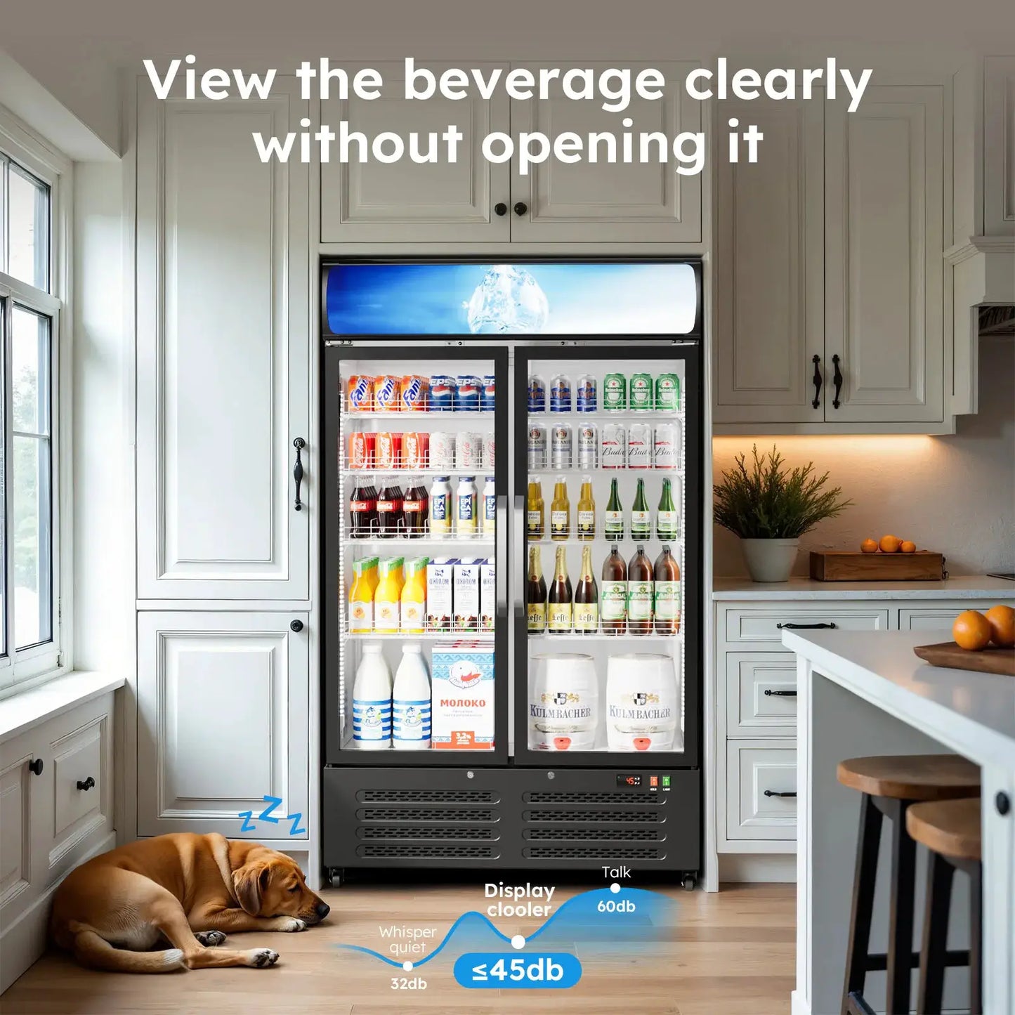 28 Cu Ft Commercial Beverage Refrigerators Merchandiser Display Fridge Built-in LED Light & Front LED Light Double Glass Door from PriceLows™