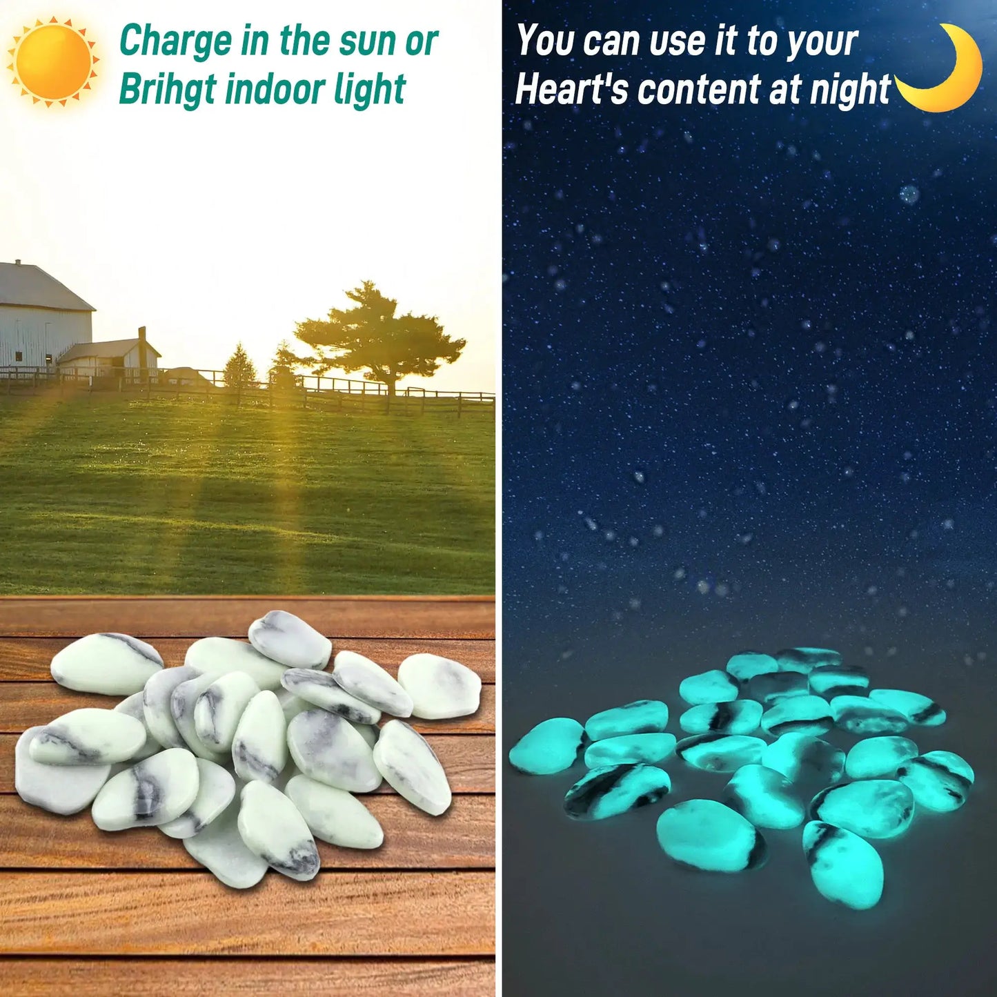 4.5LB Glowing Rocks For Outdoor Decor, Garden Lawn Yard, Aquarium, Walkway, Fish Tank, Pathway from PriceLows™