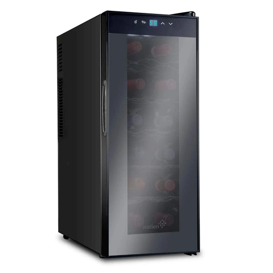 Ivation 12 Bottle Thermoelectric Wine Cooler, Quiet Freestanding Wine Fridge, Black from PriceLows™