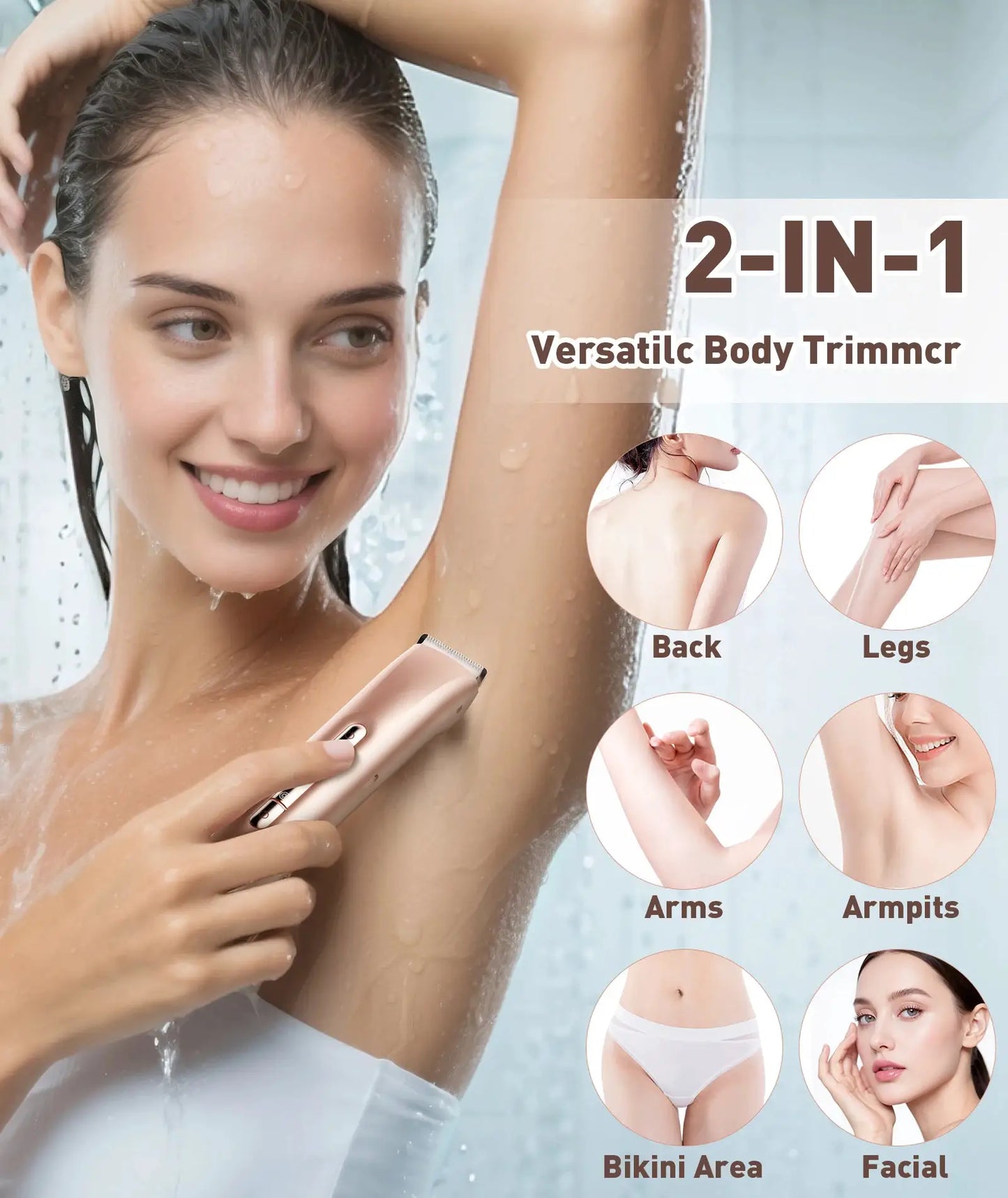 Bikini Trimmer | 2 In 1 Razor | IPX7 Waterproof Wet And Dry | Cordless