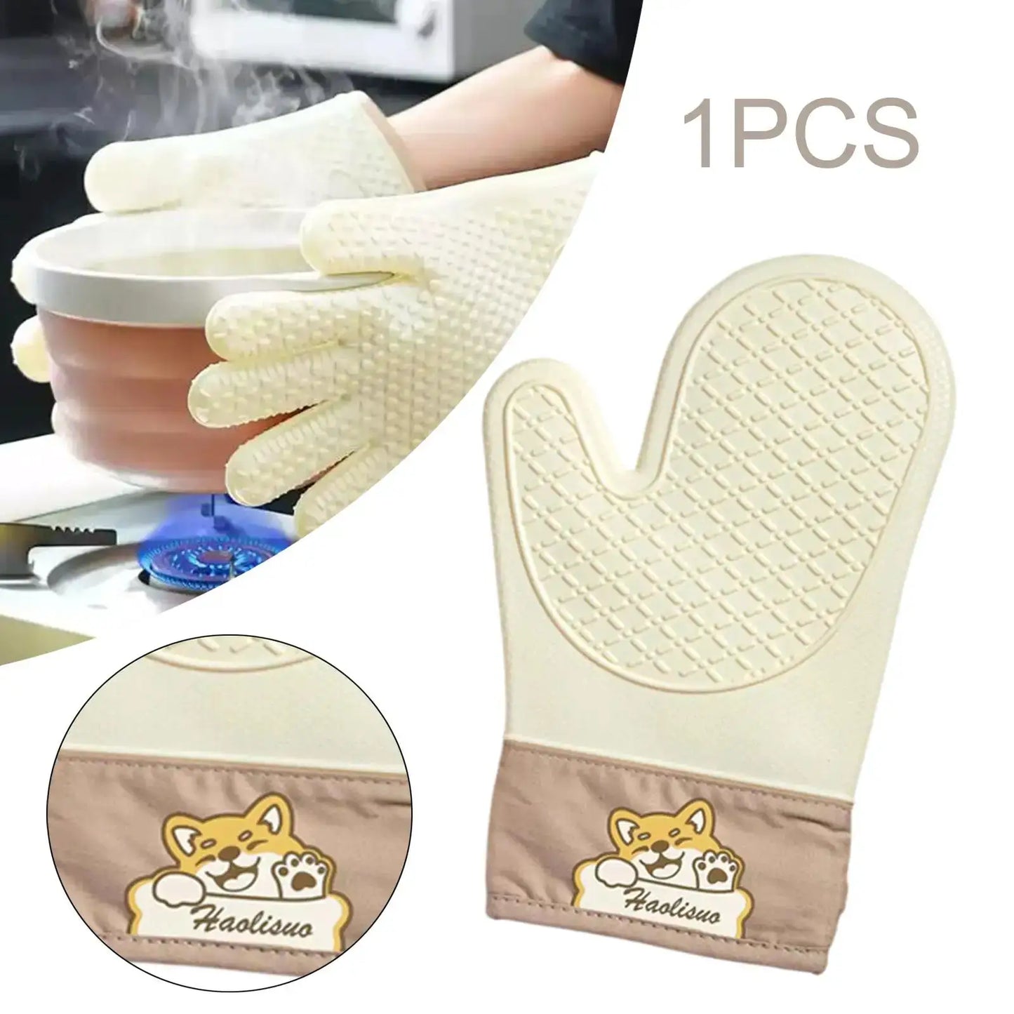 Silicone Oven Mitts | Heat Resistant Thickened | Non Slip | One Size