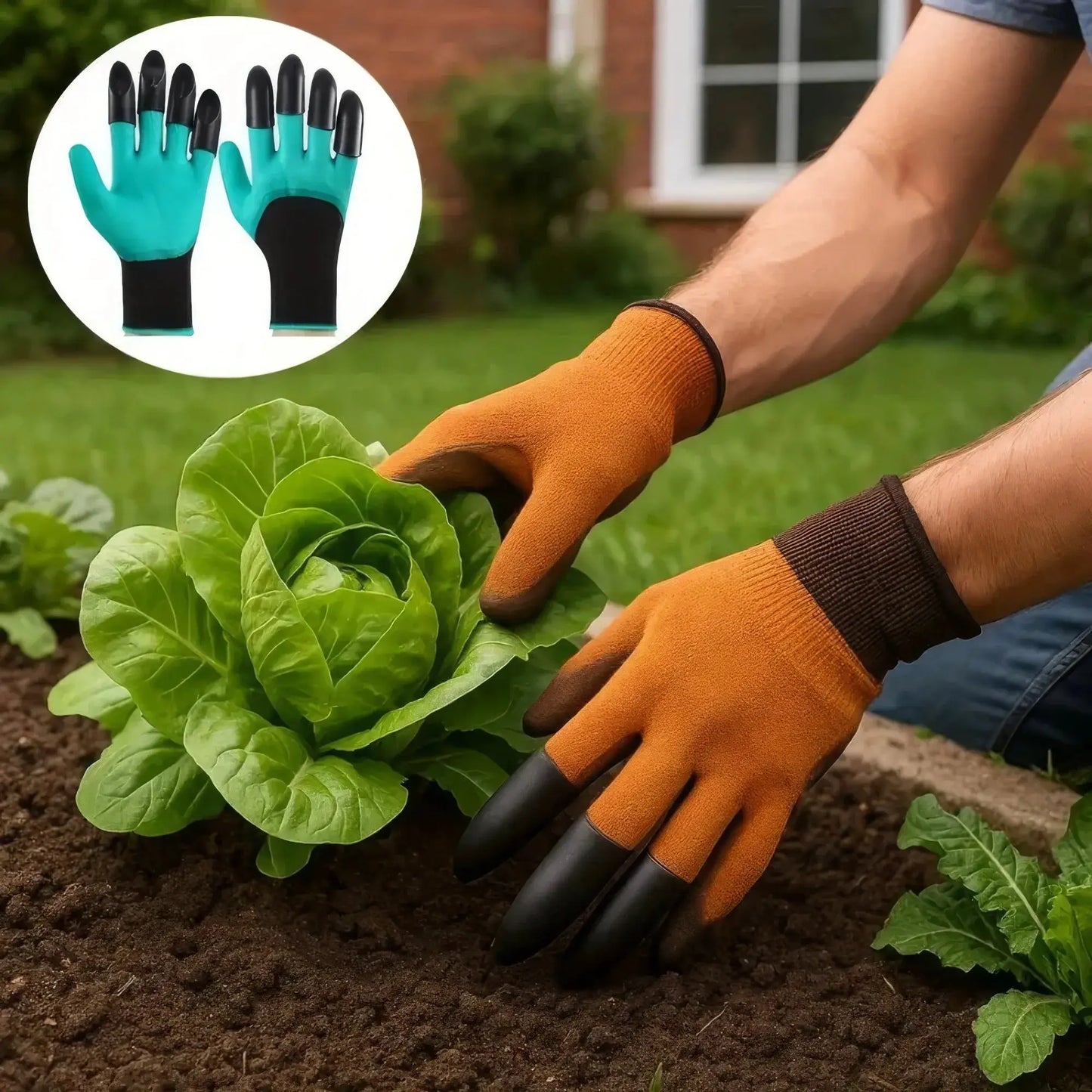 1 Pair of Green Octopus Gardening Gloves, Unisex, with Claw Design, Lightweight Design, Easy To Dig, Sow, and Protect Fingers from PriceLows™