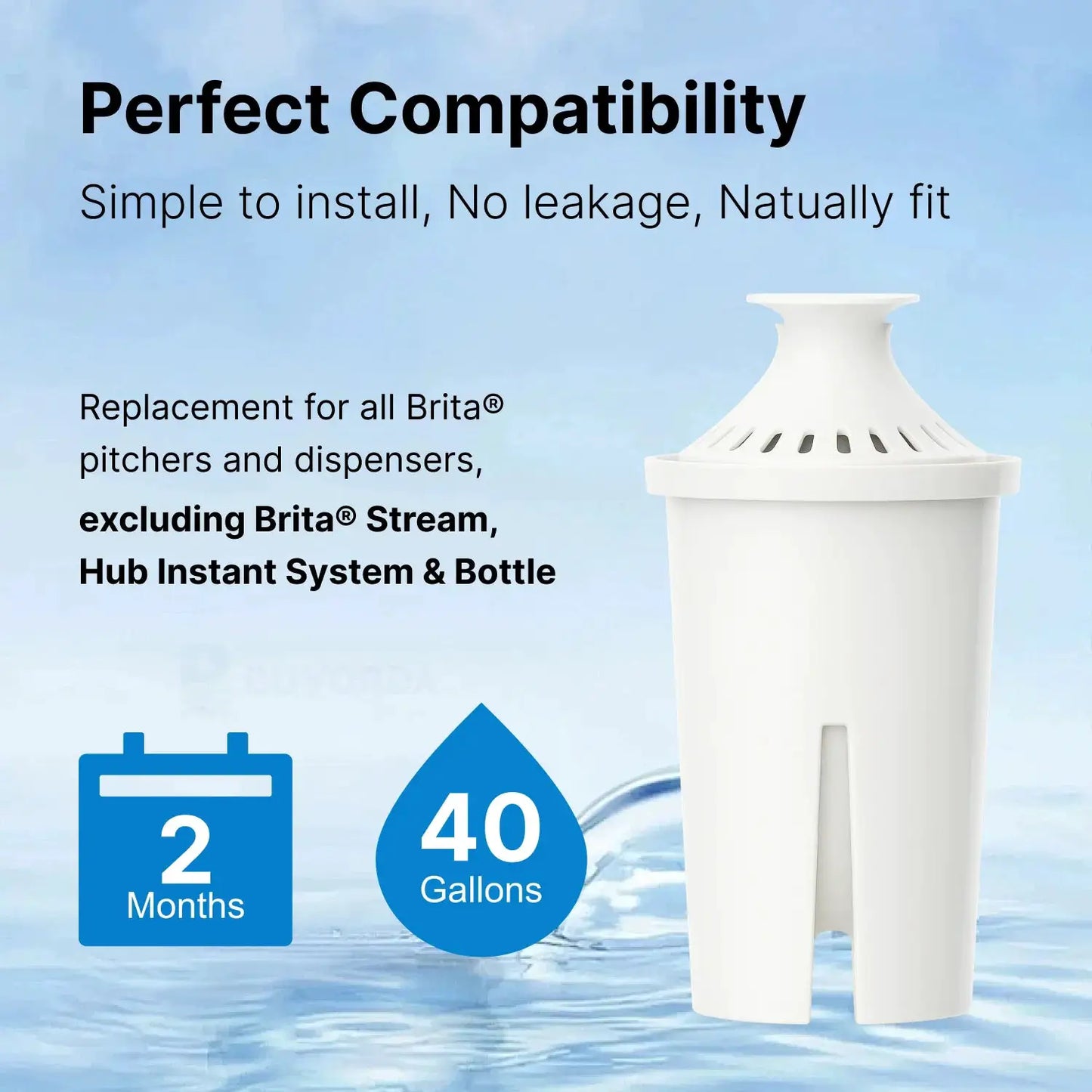 For Brita Water Pitcher Replacement Filters Compatible With Pitchers And Dispensers Except Stream Reduces Copper Cadmium Mercury from PriceLows™