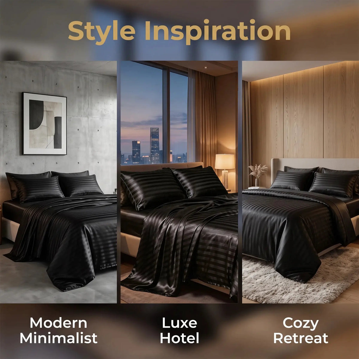 Satin Sheet Set | Cool Touch Microfiber | 4 Piece Bedding | Queen King Twin