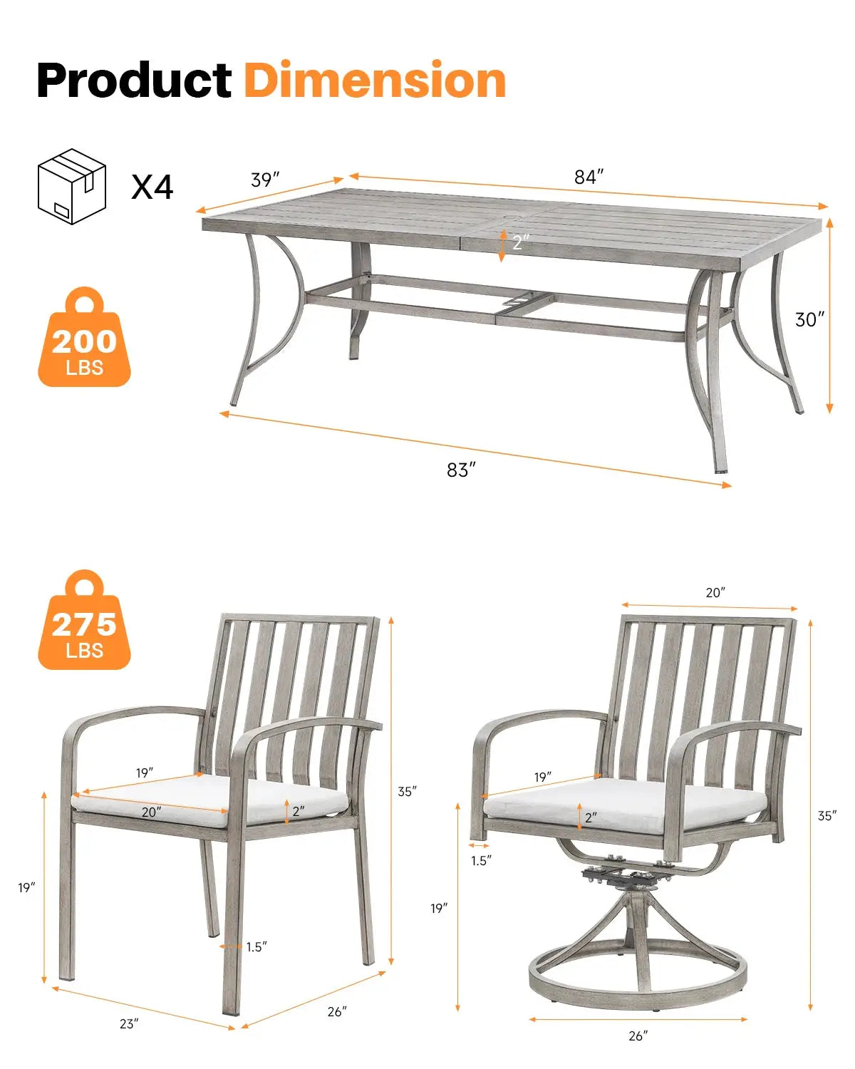 SeeHill 9-Piece Patio Dining Set, Aluminum Table with 6 Chairs and 2 Swivel Chairs, Umbrella Hole, Deck, Garden, Limed Oak from PriceLows™