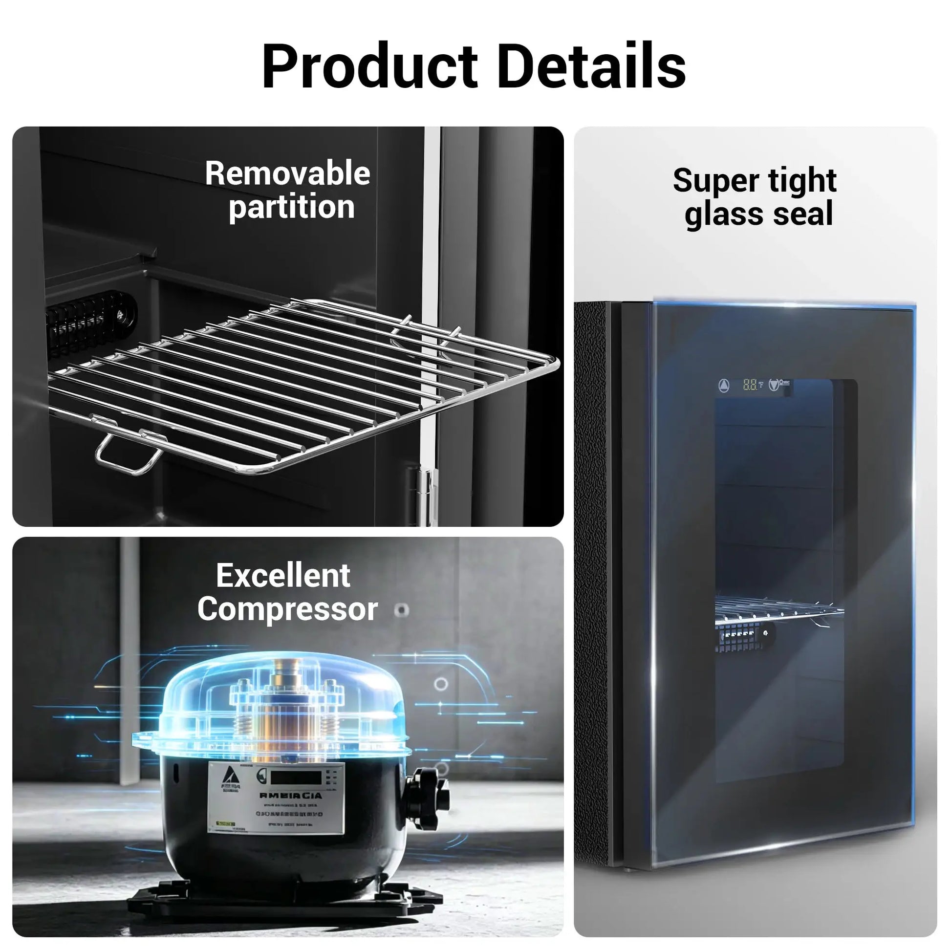 24 Can Glass Door Mini Fridge Beverage Refrigerator Touch Control Wine Cooler for Bottles & Beer Small Fridge for Bedroom/Offic from PriceLows™