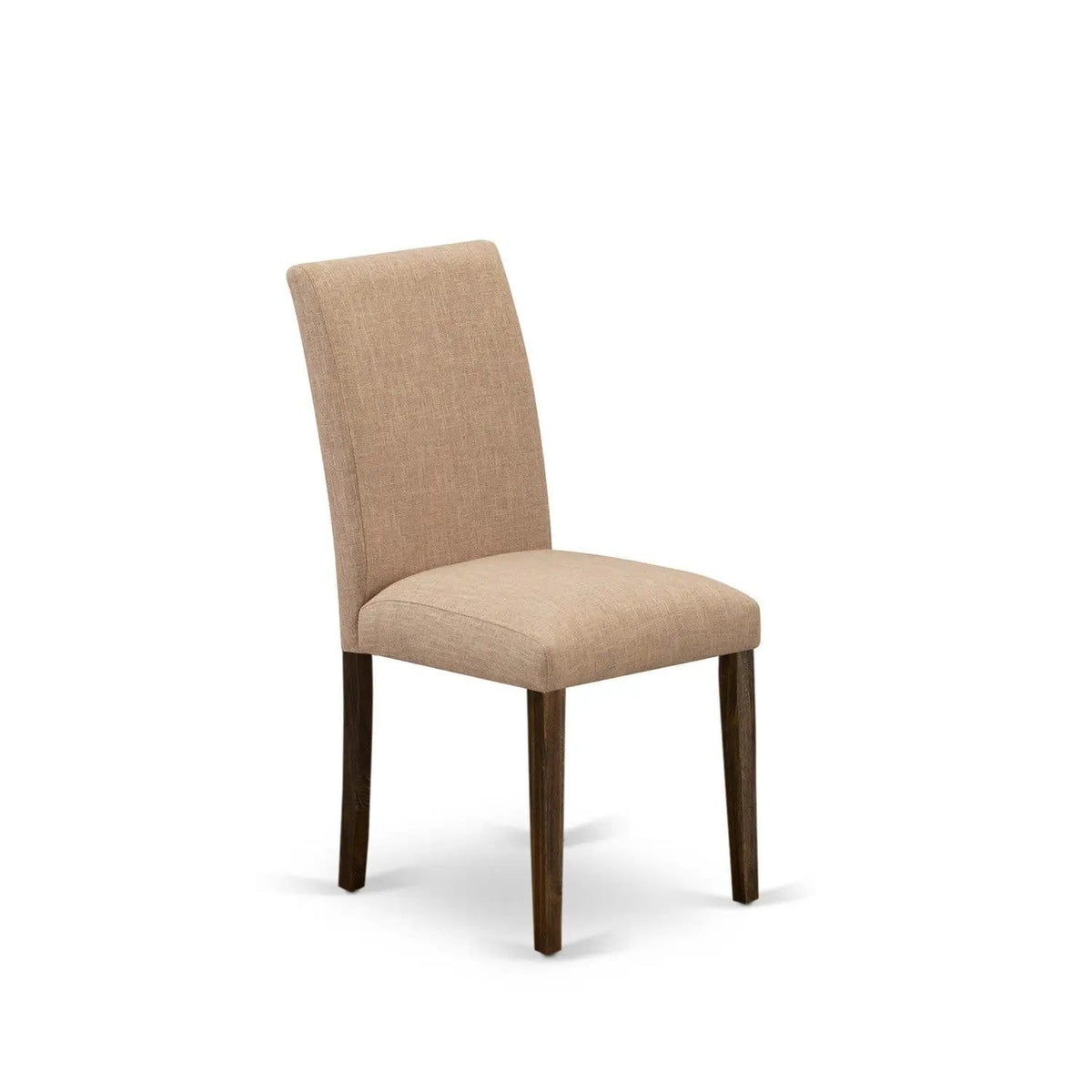 EAST WEST FURNITURE CNAB5-77-47 5-Pc Dining Room Set- 4 Parson Dining Chairs and | 5-Piece Set | Rubberwood & Linen | Light Sable Linen Fabric Seat and Stylish Chair Back (Distressed Jacobean Finish)