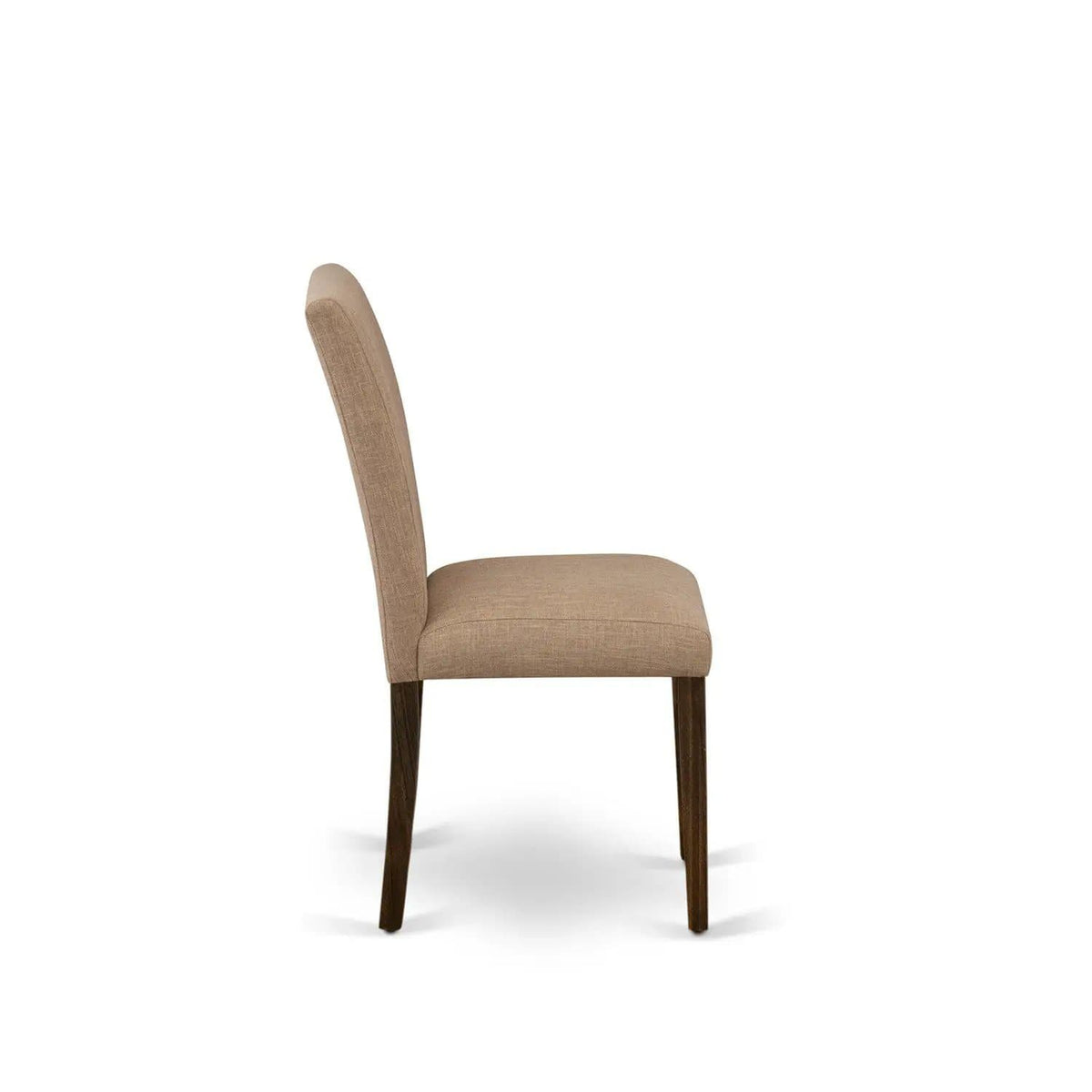 EAST WEST FURNITURE CNAB5-77-47 5-Pc Dining Room Set- 4 Parson Dining Chairs and | 5-Piece Set | Rubberwood & Linen | Light Sable Linen Fabric Seat and Stylish Chair Back (Distressed Jacobean Finish)
