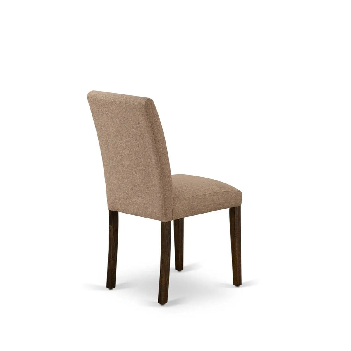 EAST WEST FURNITURE CNAB5-77-47 5-Pc Dining Room Set- 4 Parson Dining Chairs and | 5-Piece Set | Rubberwood & Linen | Light Sable Linen Fabric Seat and Stylish Chair Back (Distressed Jacobean Finish)