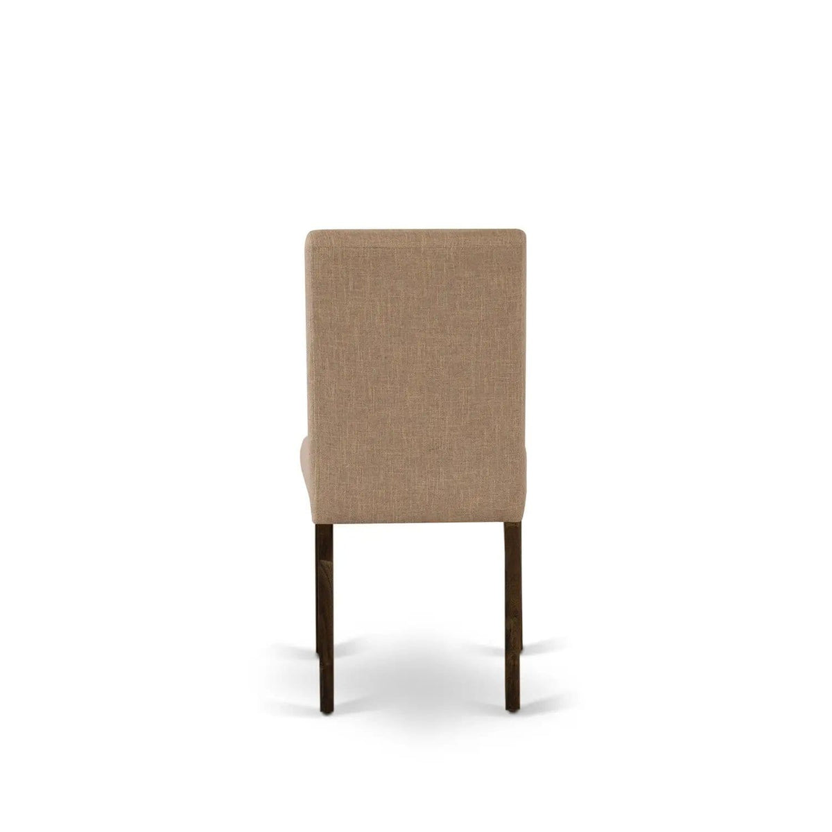 EAST WEST FURNITURE CNAB5-77-47 5-Pc Dining Room Set- 4 Parson Dining Chairs and | 5-Piece Set | Rubberwood & Linen | Light Sable Linen Fabric Seat and Stylish Chair Back (Distressed Jacobean Finish)