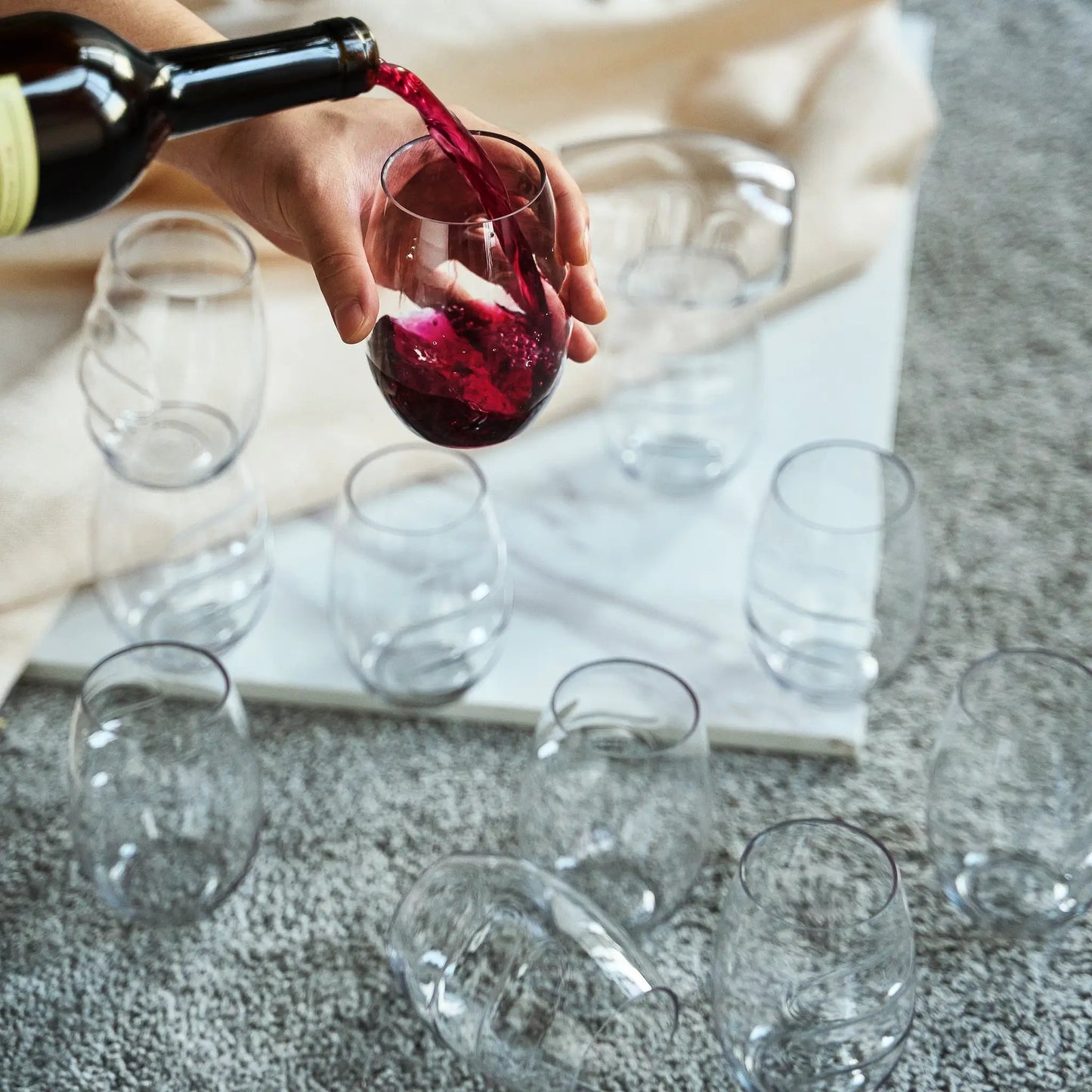 Barcelona Acrylic Stemless Finger-Indent Wine Glassware, Set of 12 from PriceLows™