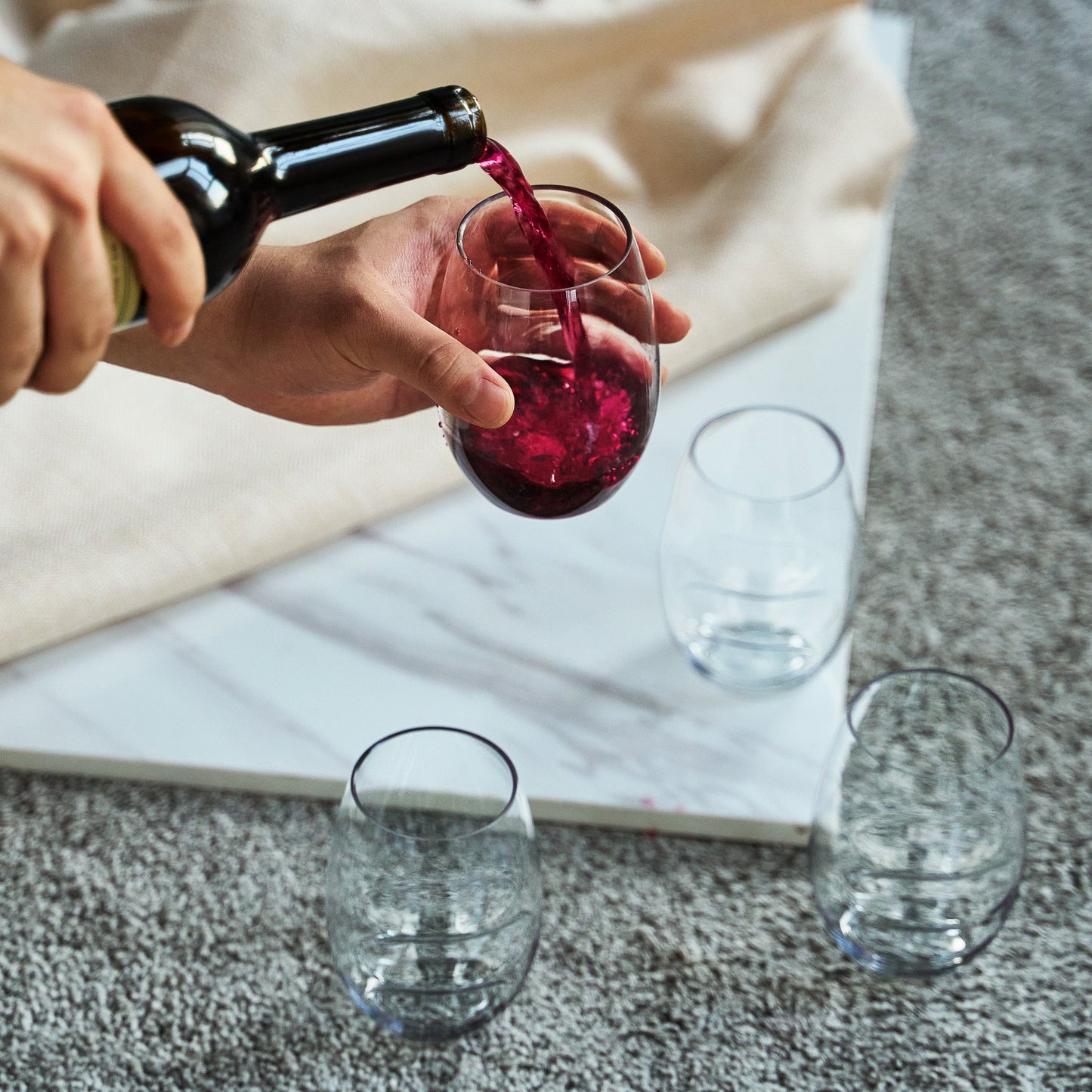 Barcelona Acrylic Stemless Finger-Indent Wine Glassware, Set of 4 from PriceLows™