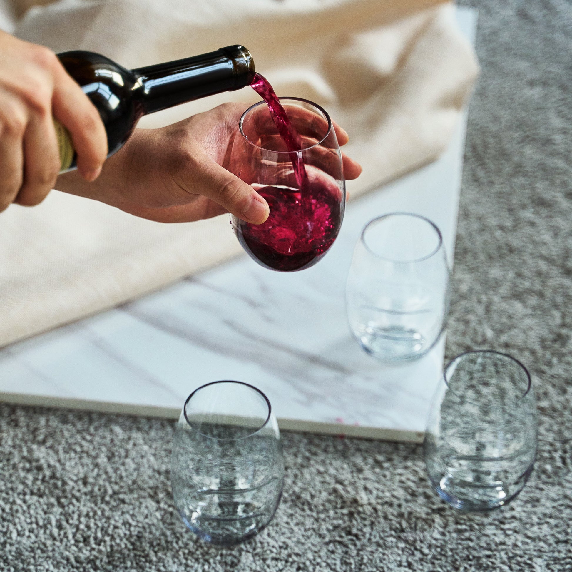 Barcelona Acrylic Stemless Finger-Indent Wine Glassware, Set of 4 from PriceLows™