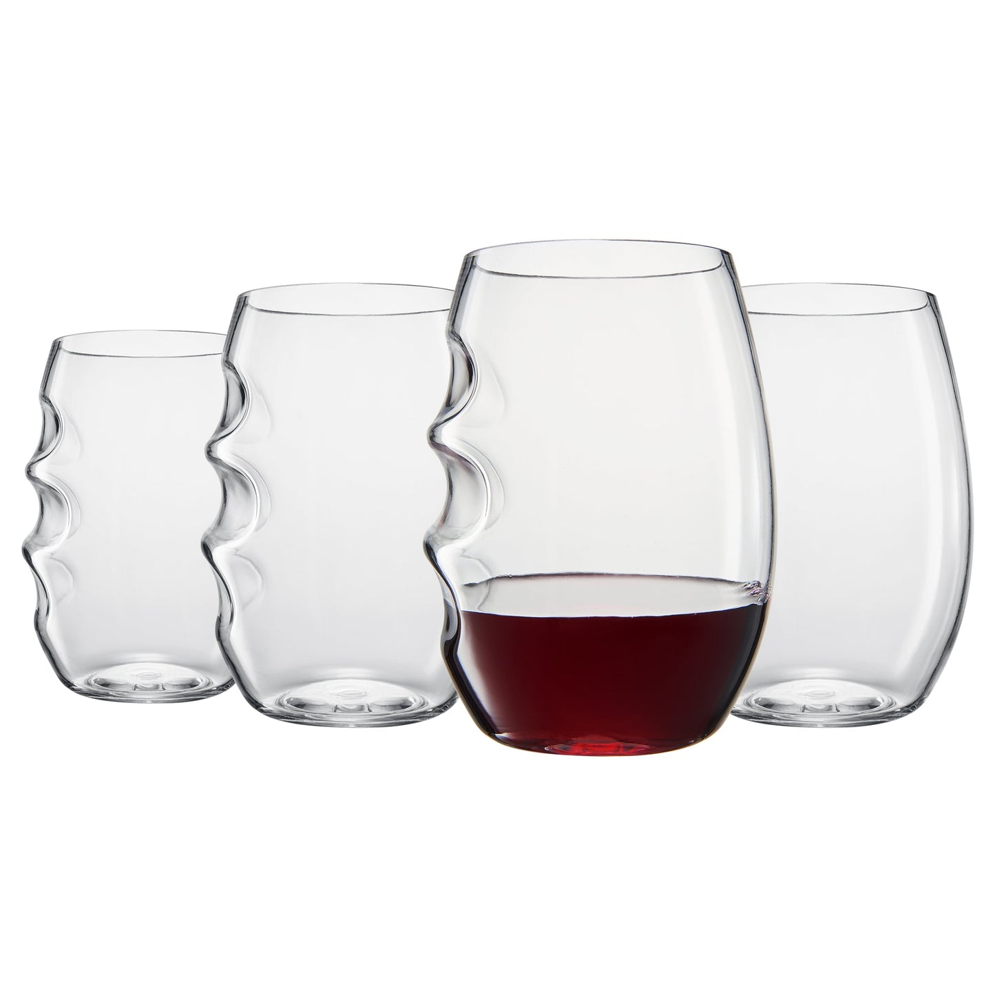 Barcelona Acrylic Stemless Finger-Indent Wine Glassware, Set of 4 from PriceLows™