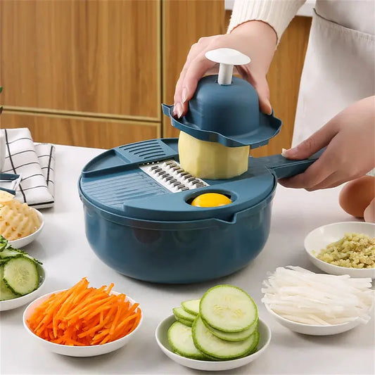 Vegetable Chopper | 6 Replaceable Blades | Stainless Steel | With Container