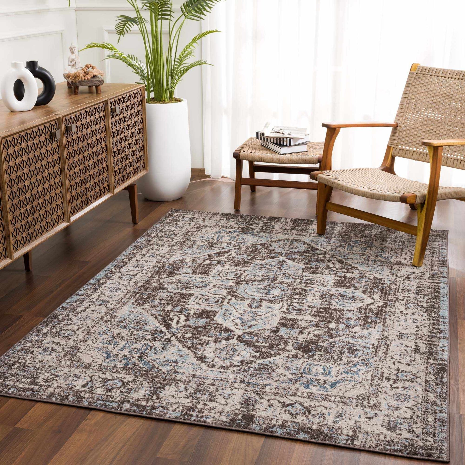 Peeta Dark Brown Medallion Area Rug from PriceLows™