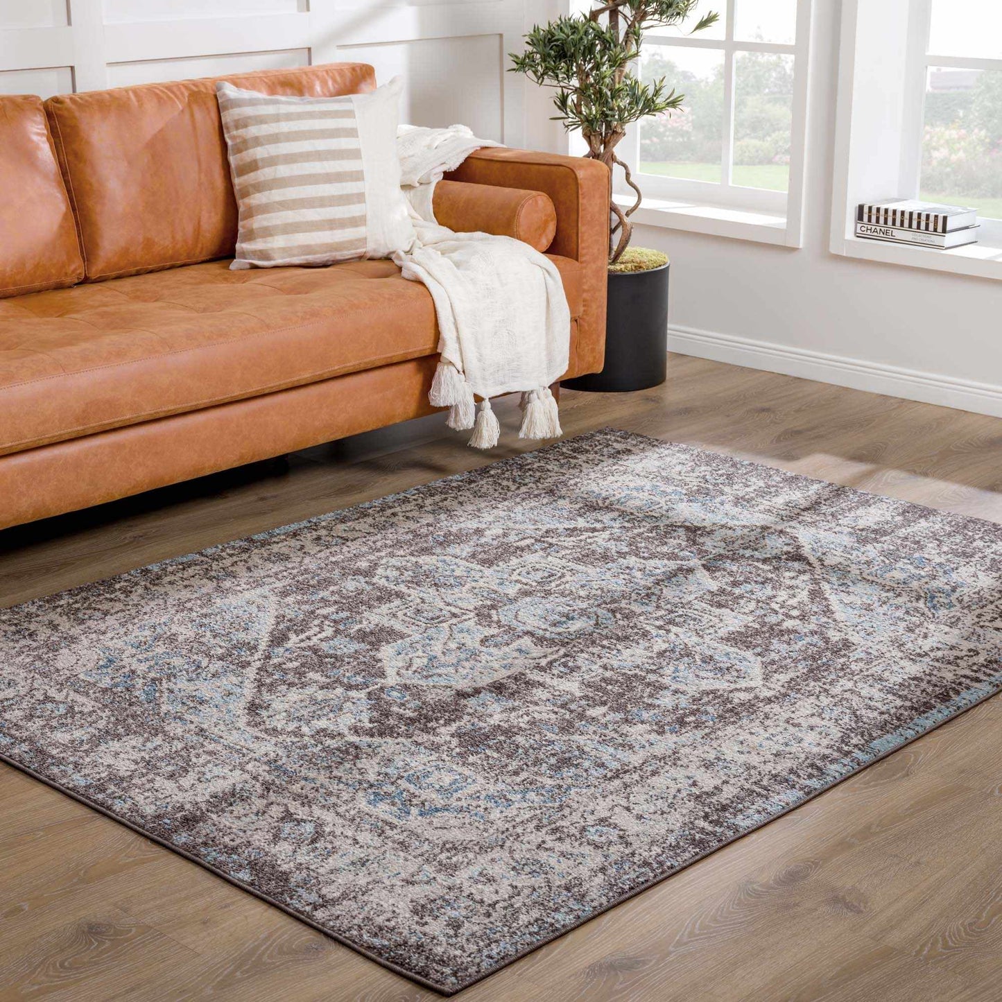Peeta Dark Brown Medallion Area Rug from PriceLows™