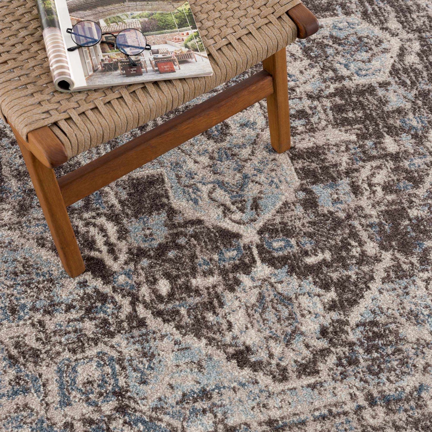 Peeta Dark Brown Medallion Area Rug from PriceLows™