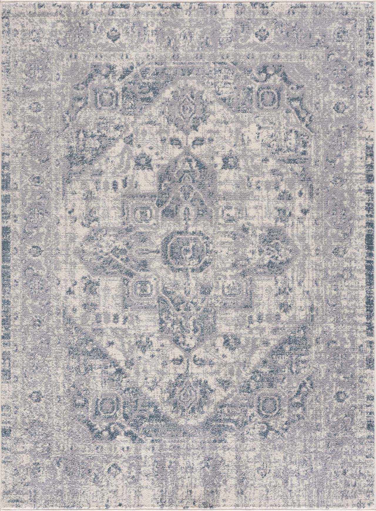 Peeta Gray Blue Medallion Area Rug from PriceLows™