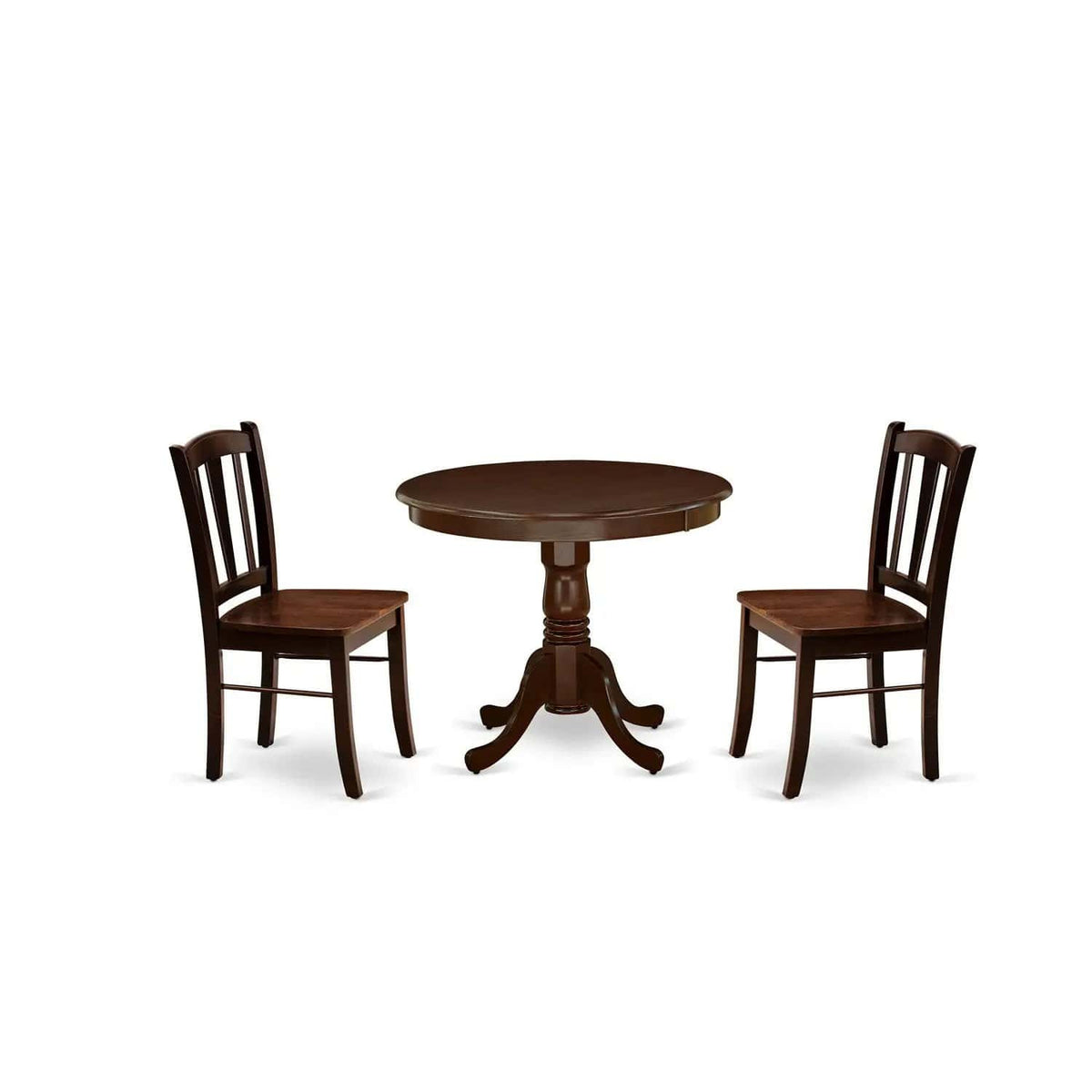 EAST WEST FURNITURE ANDL3-MAH-W 3-Piece Dinette Room Set- 2 Dining Room Chair and | 3-Piece Set | Solid Wood | Mahogany Finish