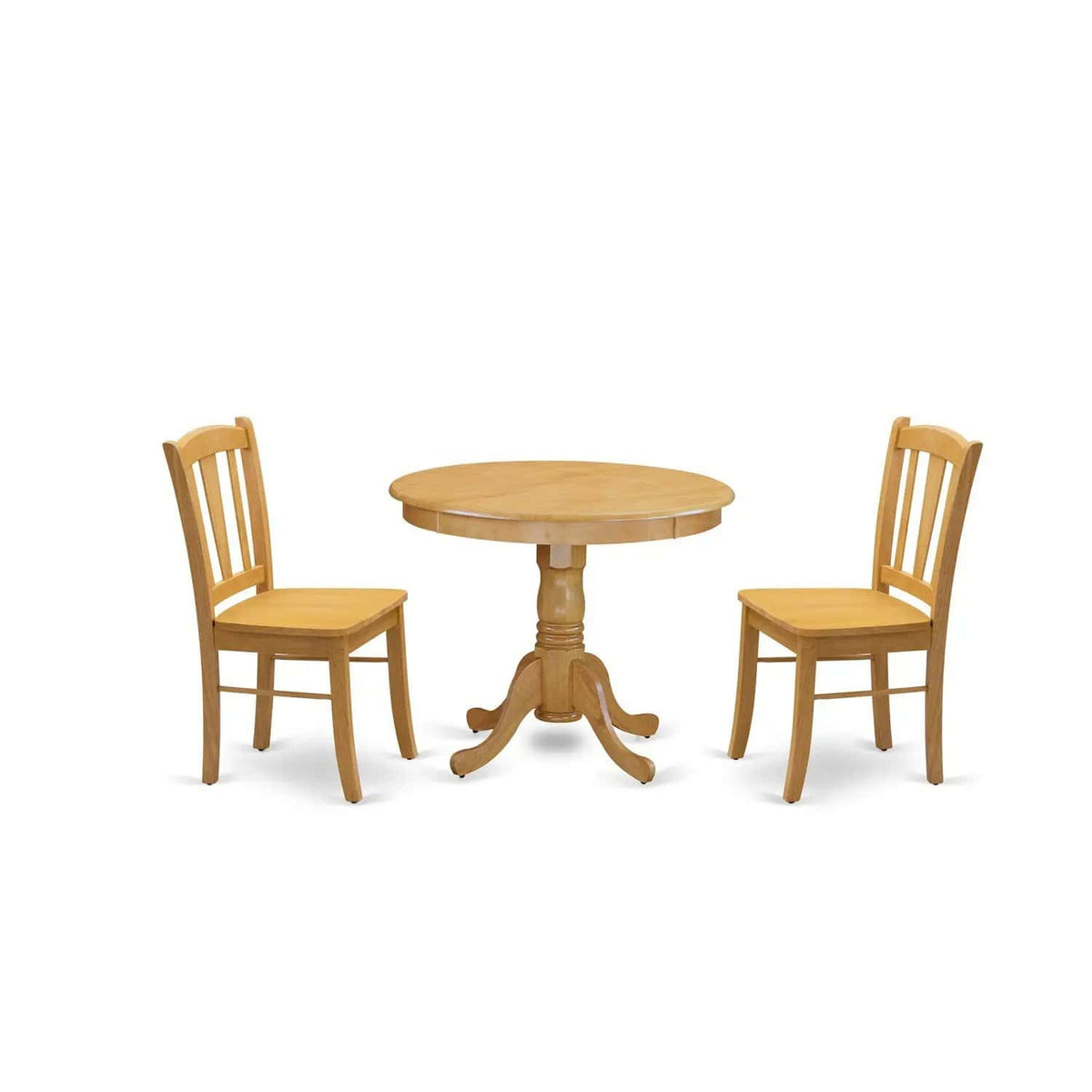 EAST WEST FURNITURE ANDL3-OAK-W 3-Piece Dinette Room Set- 2 Kitchen Dining Chair and | 3-Piece Set | Solid Wood | Oak Finish