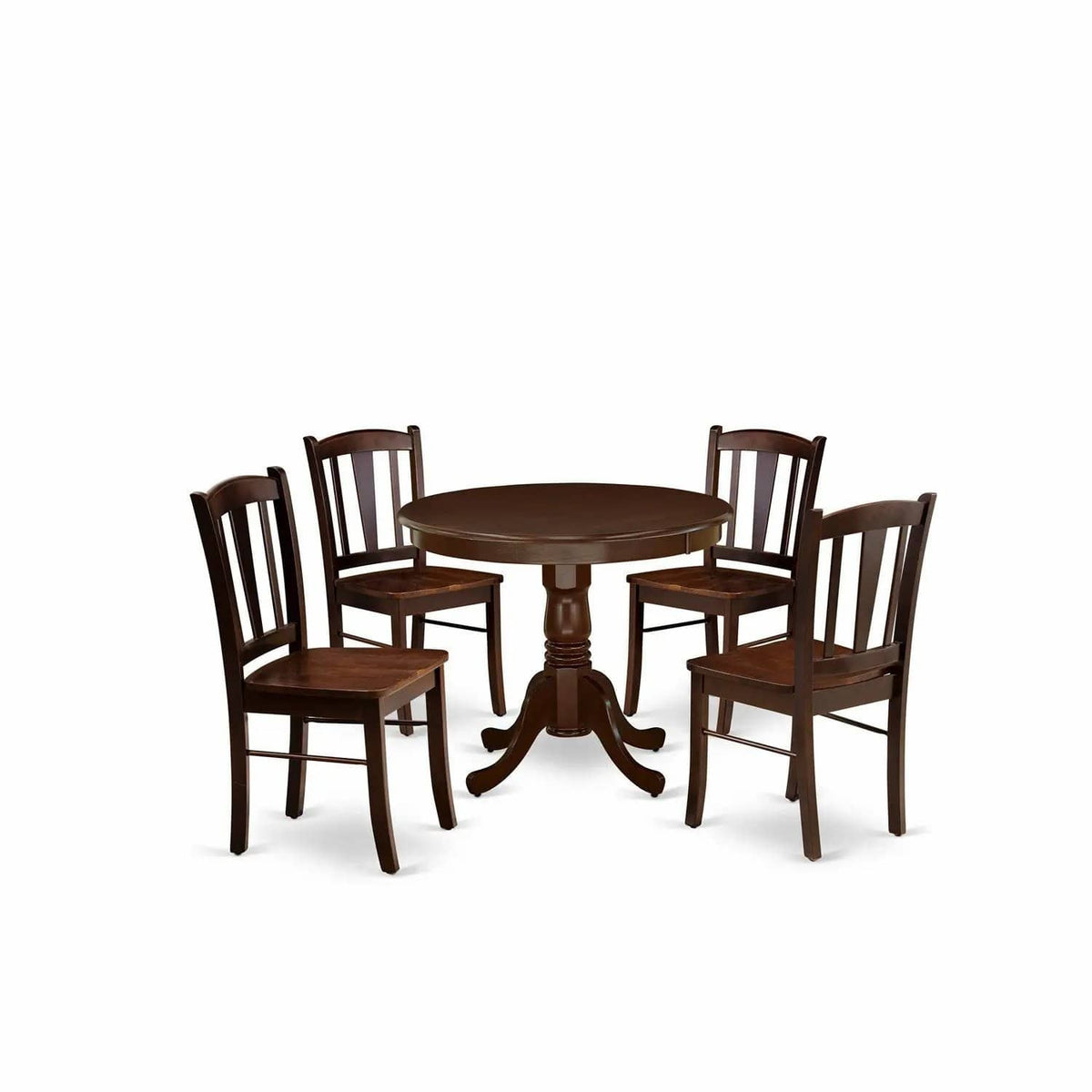 EAST WEST FURNITURE ANDL5-MAH-W 5-Piece Dining Room Table Set- 4 Wooden Chairs and | 5-Piece Set | Solid Wood | Mahogany Finish