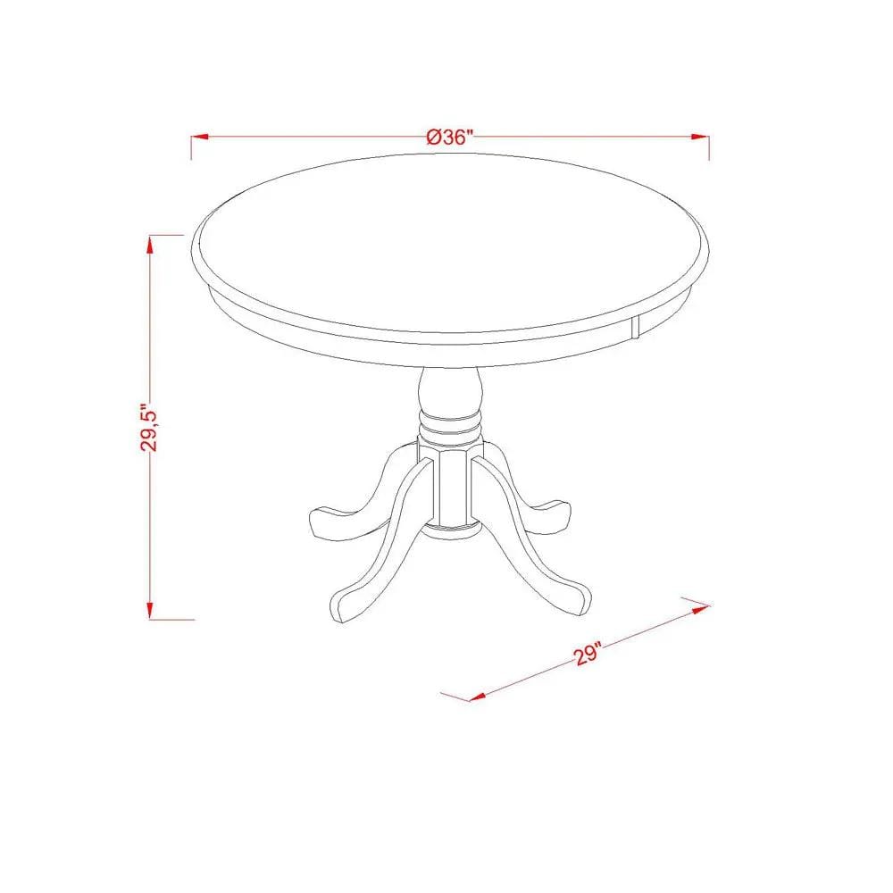 EAST WEST FURNITURE ANVE5-LWH-15 5 Piece Dining Room Set 4 Baby Blue Linen Fabric | 5-Piece Set | Solid Wood & Linen | linen white Finish