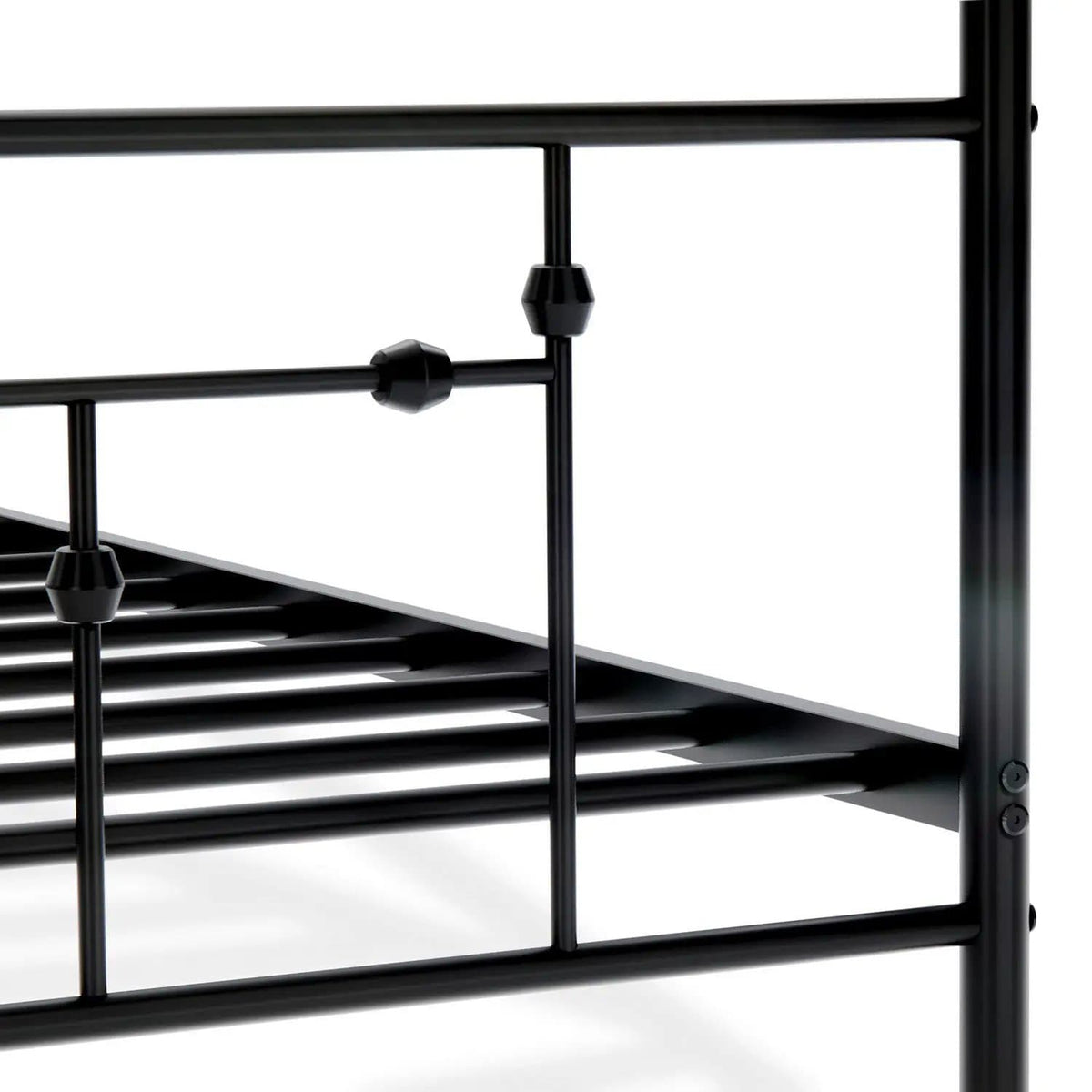 EAST WEST FURNITURE ATQCBLK Anniston Canopy Bed with Deluxe Style Headboard and | Bedroom Set | Metal | Luxurious Metal Frame in Powder Coating Black