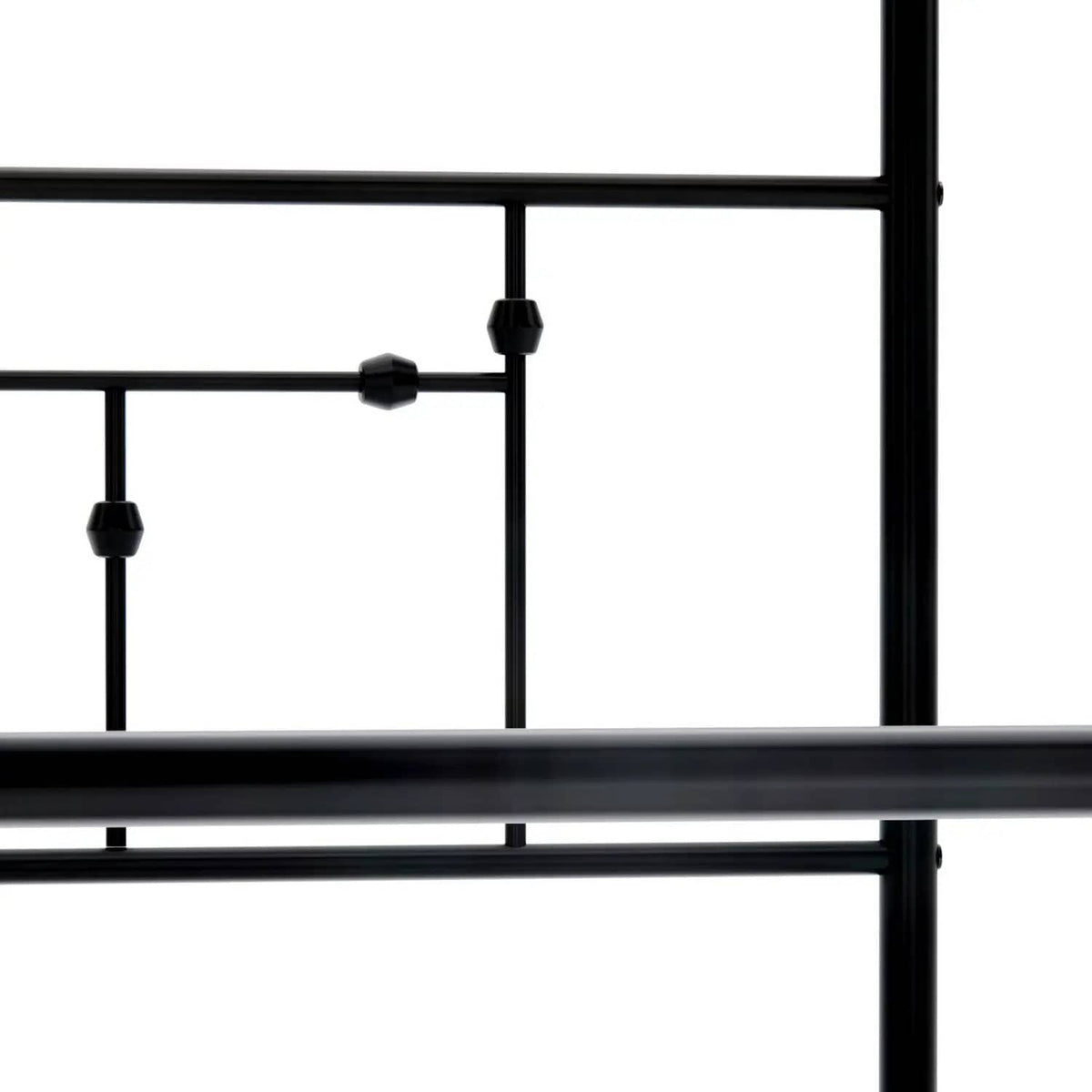 EAST WEST FURNITURE ATQCBLK Anniston Canopy Bed with Deluxe Style Headboard and | Bedroom Set | Metal | Luxurious Metal Frame in Powder Coating Black