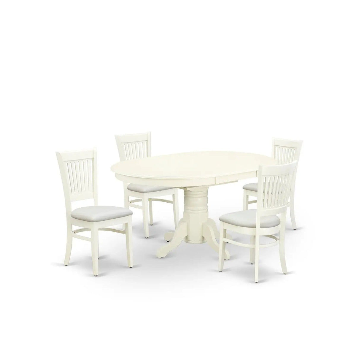EAST WEST FURNITURE AVVA5-LWH-C 5-Pc Dinette Room Set- 4 Mid Century Dining Chairs | 5-Piece Set | Linen & Fabric | linen white Finish