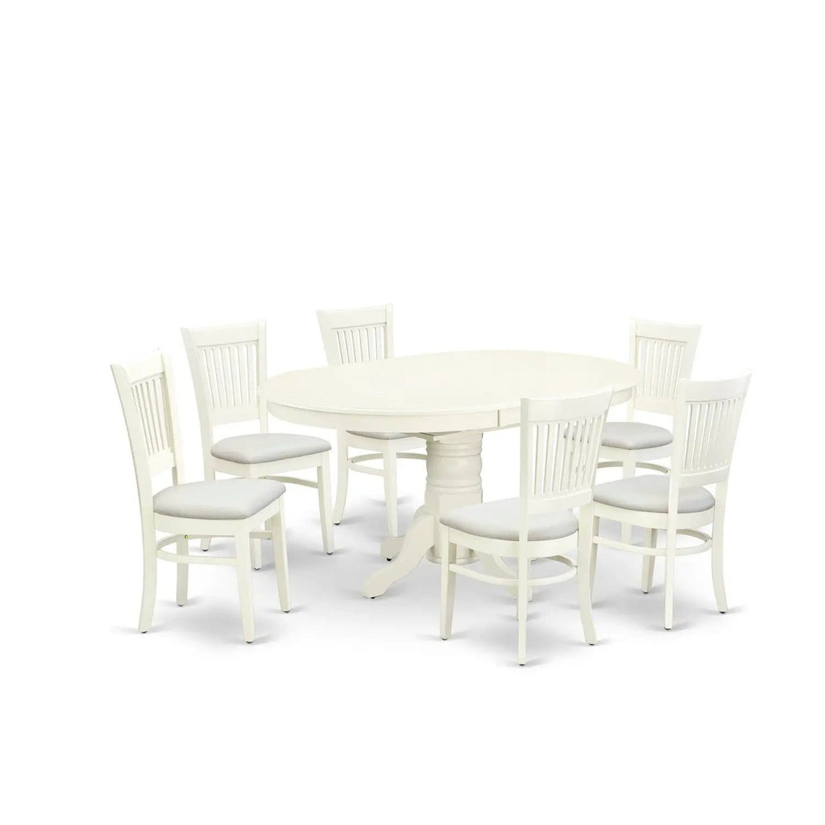 EAST WEST FURNITURE AVVA7-LWH-C 7-Piece Dining Table Set- 6 Dining Chairs with Linen | 7-Piece Set | Linen & Fabric | linen white Finish