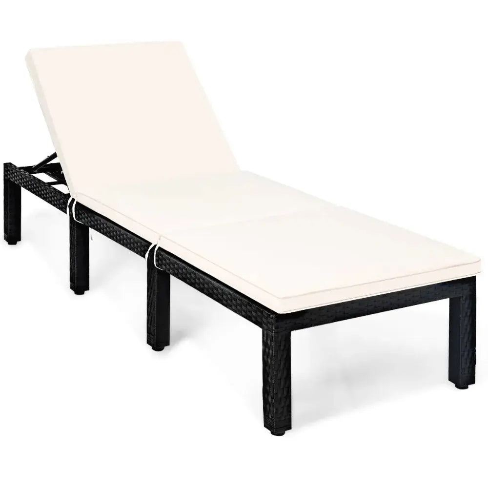 Patio Cushioned Rattan Lounge Chair Chaise Couch w/ Adjustable Height Outdoor from PriceLows™