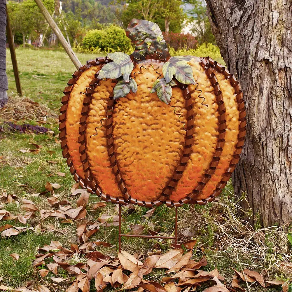 26" Metal Pumpkin Stakes Yard Signs Decorative Garden Stake Fall Decor Pumpkins Lawn Stakes Ornaments Outdoor Autumn Halloween from PriceLows™