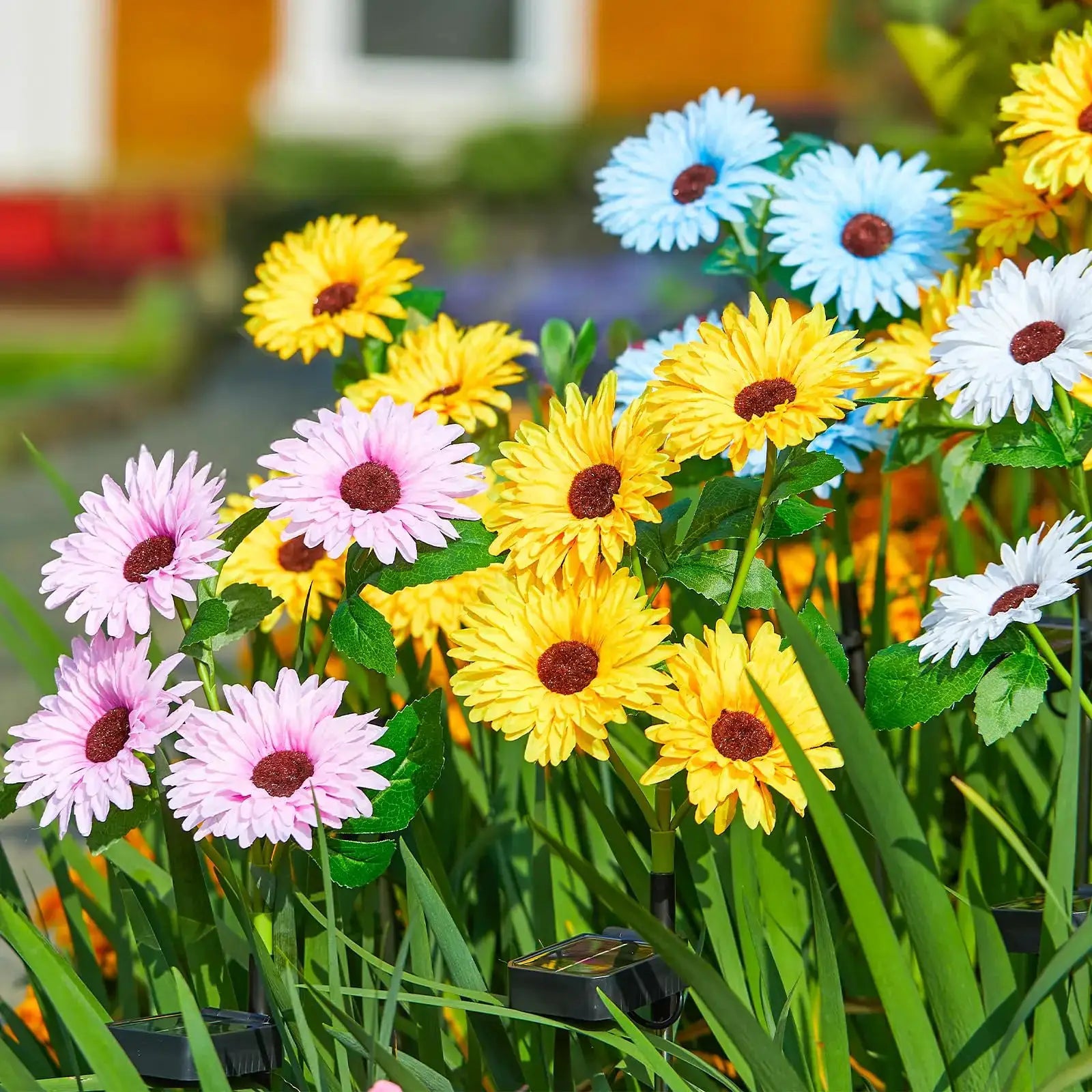 Solar Outdoor Garden Lights, 16 Glowing Daisy Flowers Solar Lights, Waterproof Solar Flower Lights for Yard Patio Pathway Decor from PriceLows™
