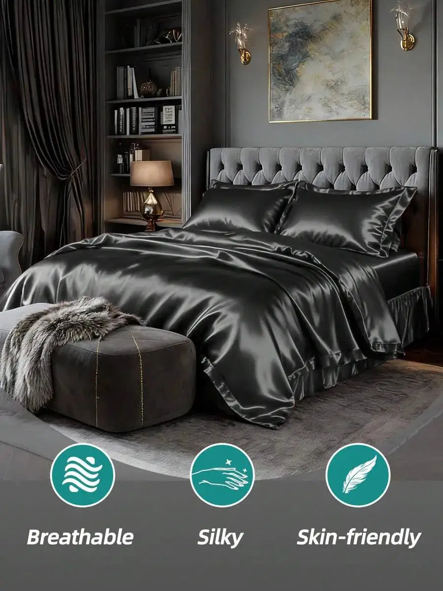Microfiber Satin Sheets | 80 Thread Count | Silky Soft Feel | Three Piece Set