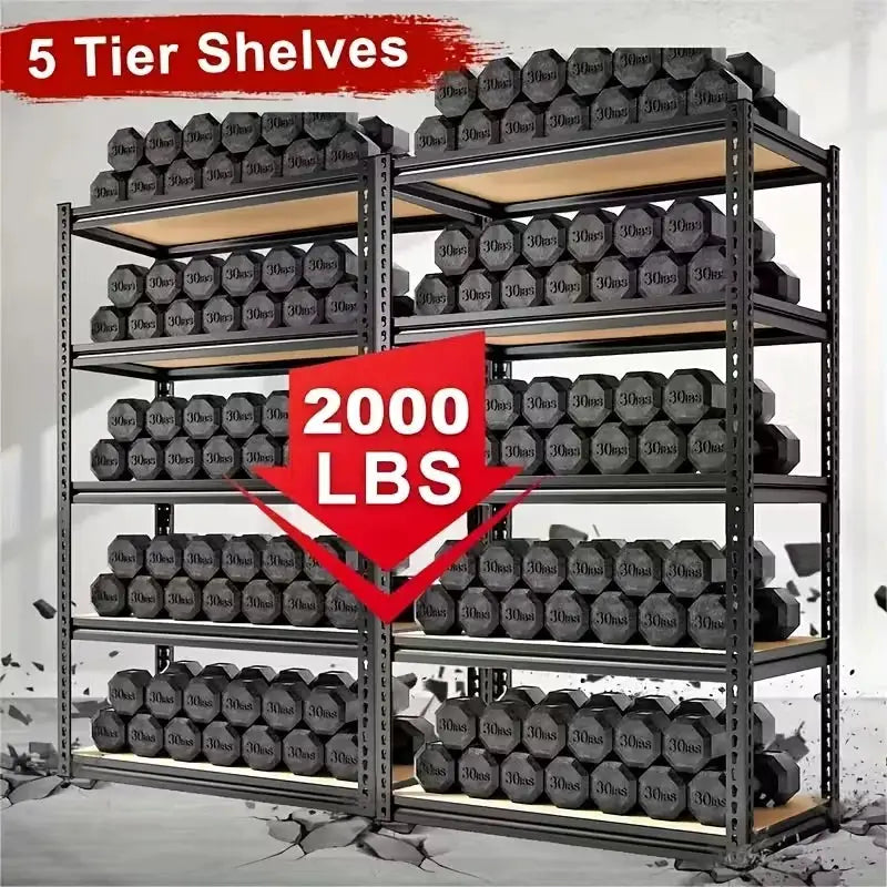 60/72 Inch Heavy-duty Metal Storage Rack, With A Load-bearing Capacity Of 2000 Pounds Per Layer, Adjustable Height from PriceLows™