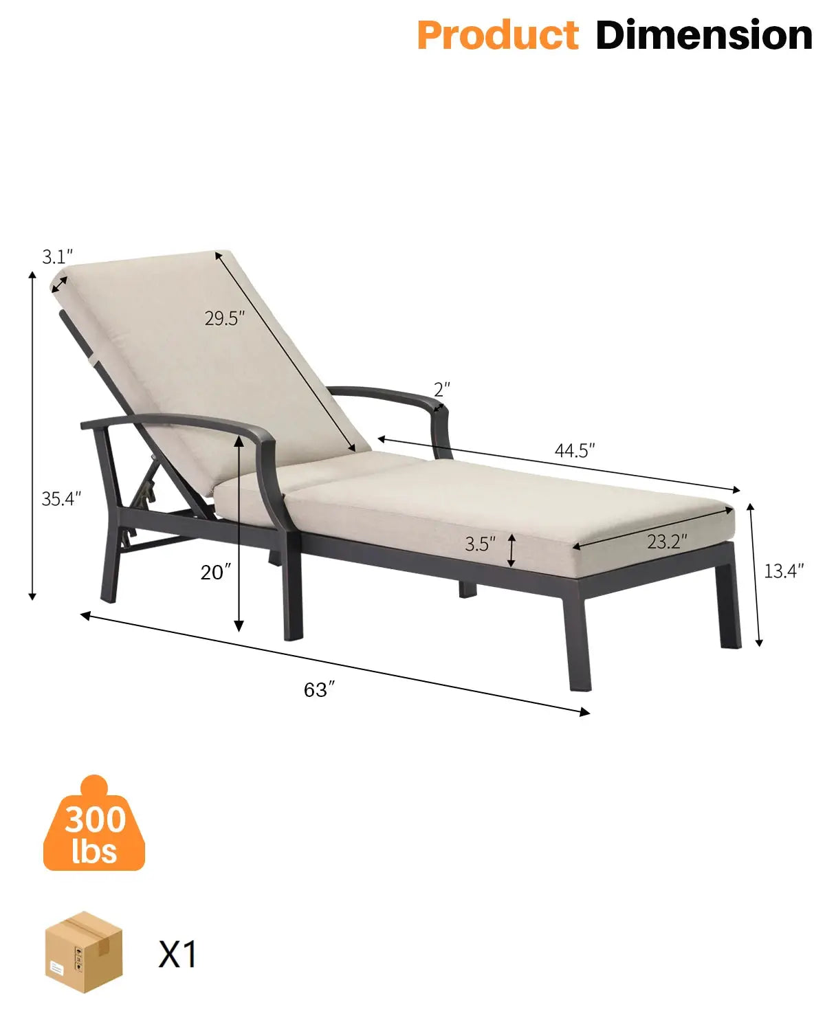 SeeHill Aluminum Outdoor Chaise Lounge Chair with Cushion, Adjustable Backrest Pool Lounger for Patio or Deck Use, Gunmetal from PriceLows™
