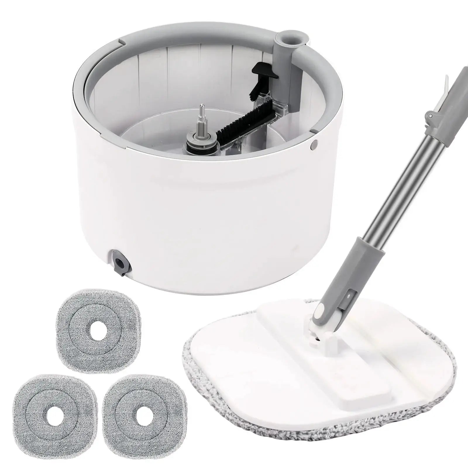 Round Flat Mop Bucket Set with Adjustable Handle–Dirty/Clean Water Separation System, Self-Wringing Spin Mop and Bucket Cleaning from PriceLows™