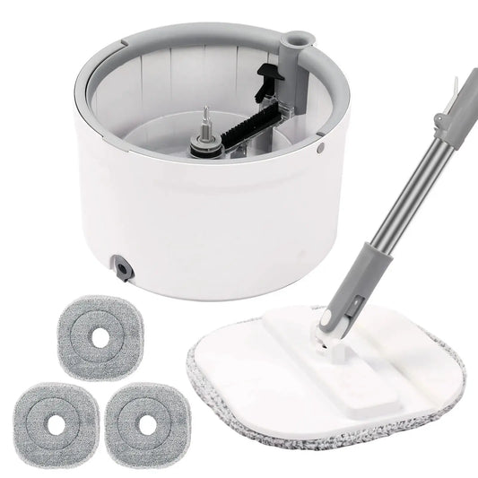 Round Flat Mop Bucket Set with Adjustable Handle–Dirty/Clean Water Separation System, Self-Wringing Spin Mop and Bucket Cleaning from PriceLows™