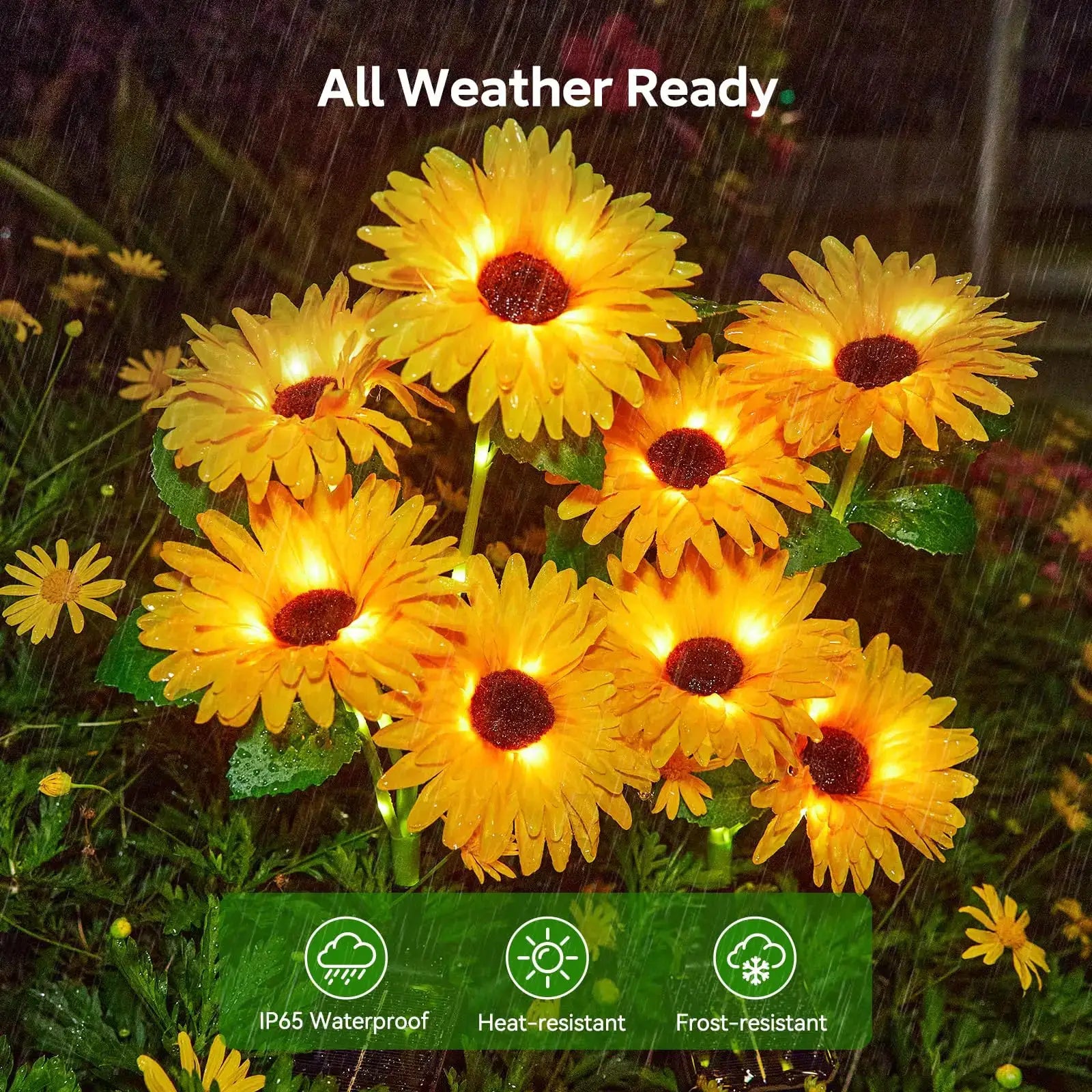 Solar Outdoor Garden Lights, 16 Glowing Daisy Flowers Solar Lights, Waterproof Solar Flower Lights for Yard Patio Pathway Decor from PriceLows™