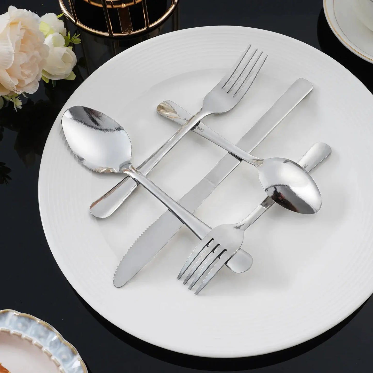 HANSMART 60Pcs Stainless Steel Flatware Set For 12 With Dinner Forks Salad Forks Spoons and Knives Dishwasher Safe from PriceLows™