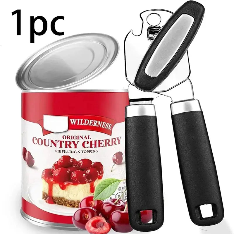 Multi-Use Can Opener & Bottle Opener - Stainless Steel, Handheld, for Jars, Cans, Easy Grip, Dishwasher Safe (Silver) from PriceLows™