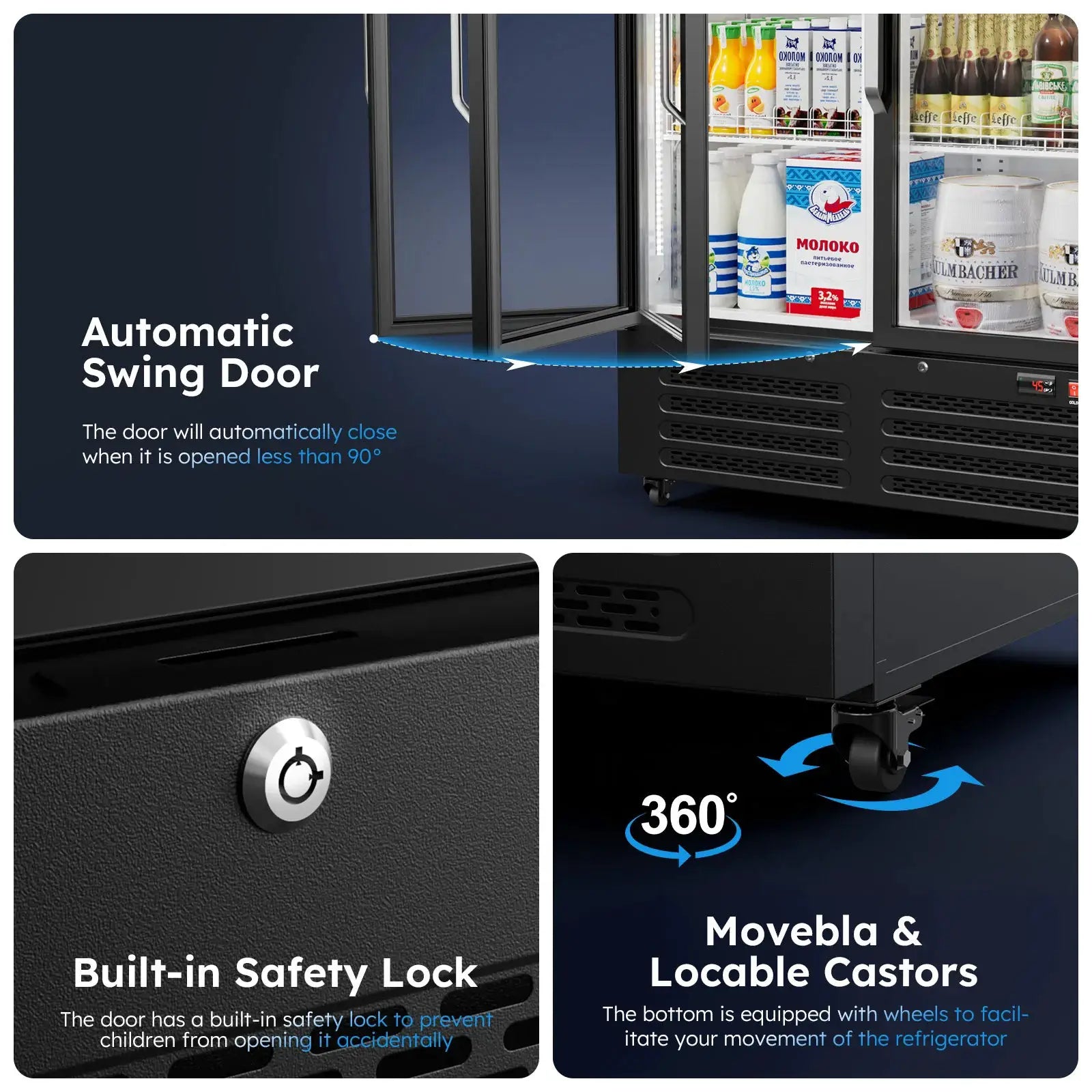 28 Cu Ft Commercial Beverage Refrigerators Merchandiser Display Fridge Built-in LED Light & Front LED Light Double Glass Door from PriceLows™