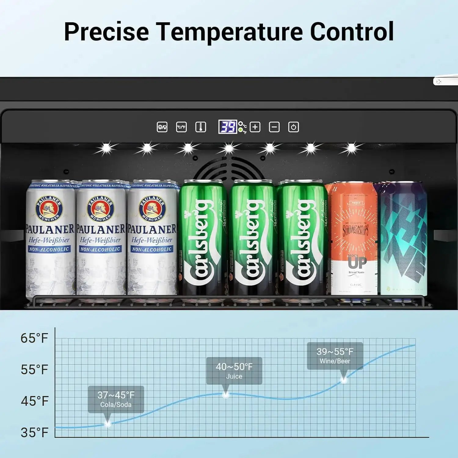 24 Inch Beverage Refrigerator 190 Cans Built-in/Freestanding Beverage Cooler Digital Memory Under Counter Beer Fridge Glass Door from PriceLows™