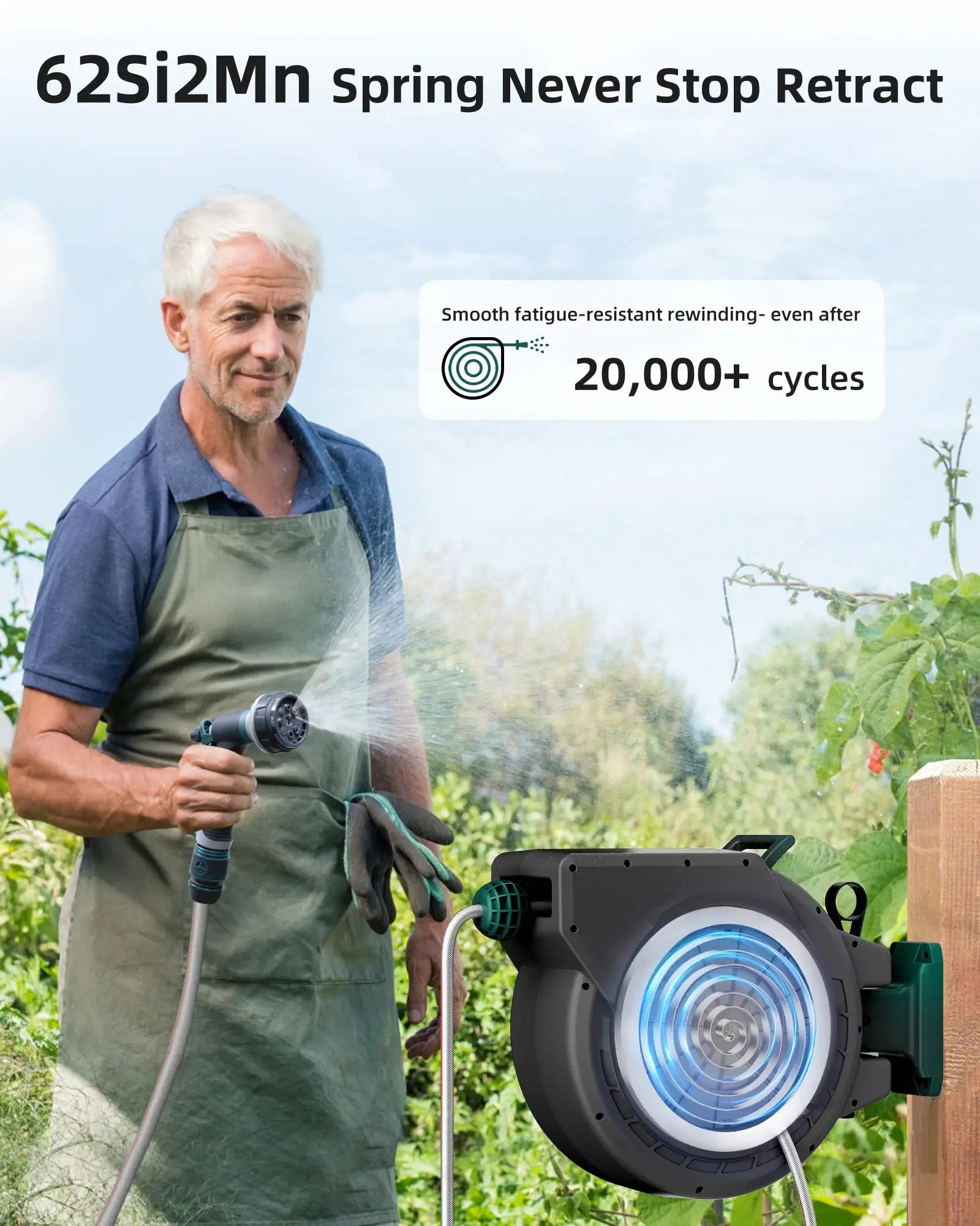 Retractable Garden Wall Mounted Heavy Duty Hose Reel 1/2" x 100 ft with PRO Metal Bracket Auto Rewind System 180° Swivel from PriceLows™