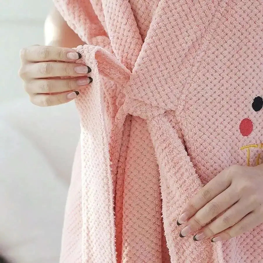 Womens Wrap Bathrobe | Microfiber | Adjustable Closure | Hair Towel Set