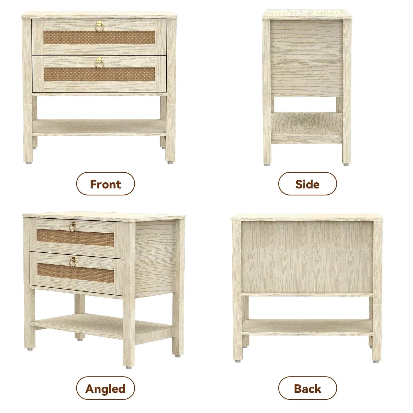 Large Modern Nightstand with Drawer Storage 22.8Inch Wide Fluted Bedside Table End Table for Bedroom from PriceLows™
