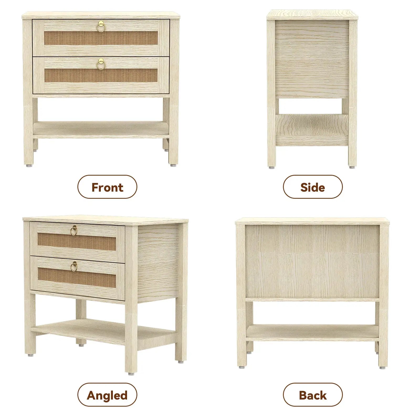 Large Modern Nightstand with Drawer Storage 22.8Inch Wide Fluted Bedside Table End Table for Bedroom from PriceLows™