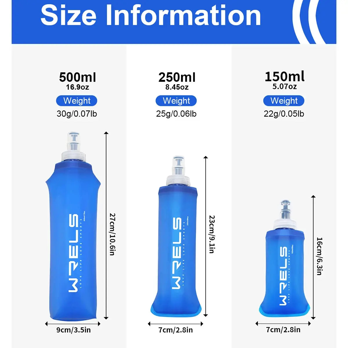 WRELS Soft Folding Water Bottle Collapsible Silicone Outdoor Sport Traveling Camp Hiking Cycling Running TPU Portable Water Bag from PriceLows™