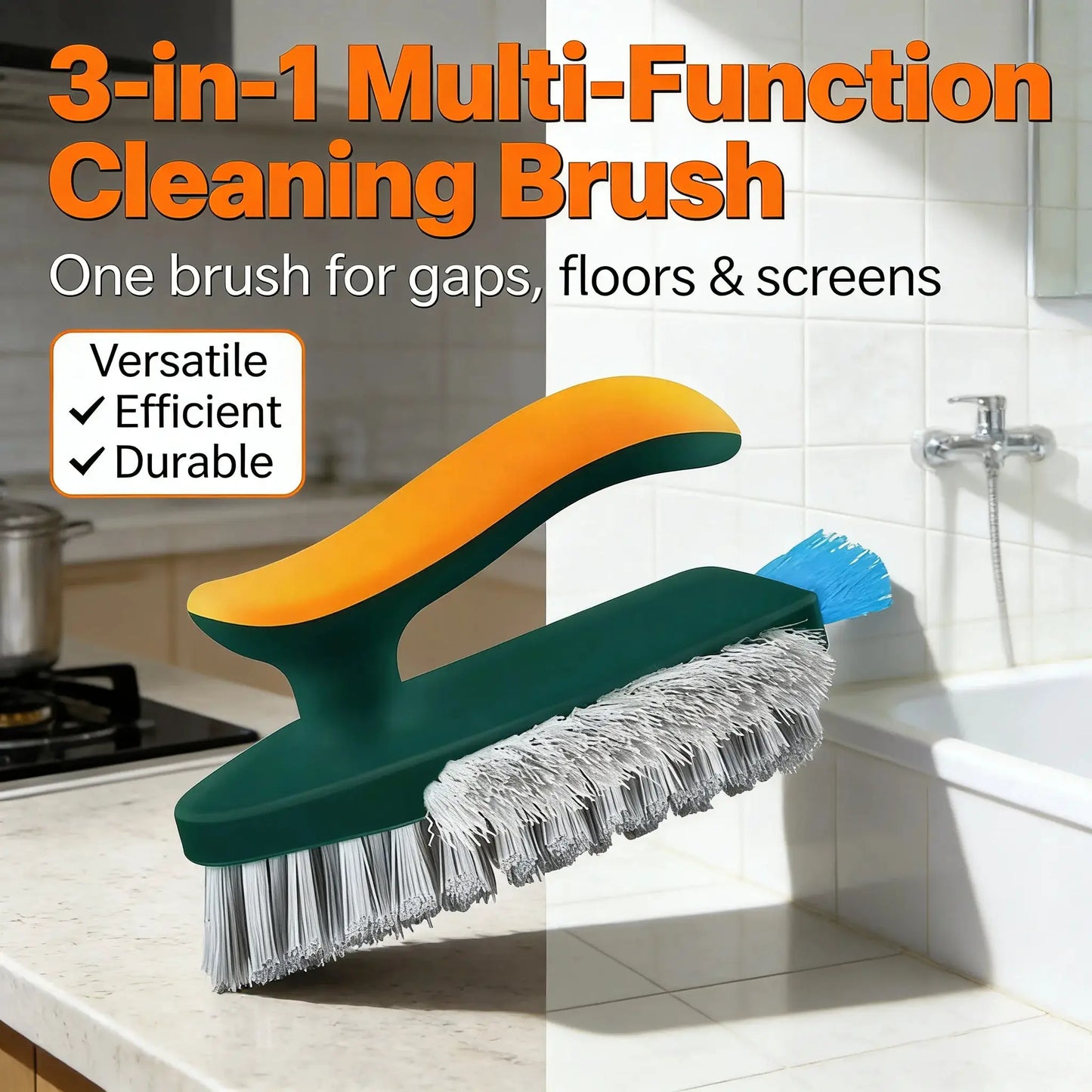 3-In-1 Multi-Function Cleaning Brush Hard Bristle Scrub Brush With Gap Brush T-Handle Grout Cleaner For Bathroom Kitchen Window from PriceLows™